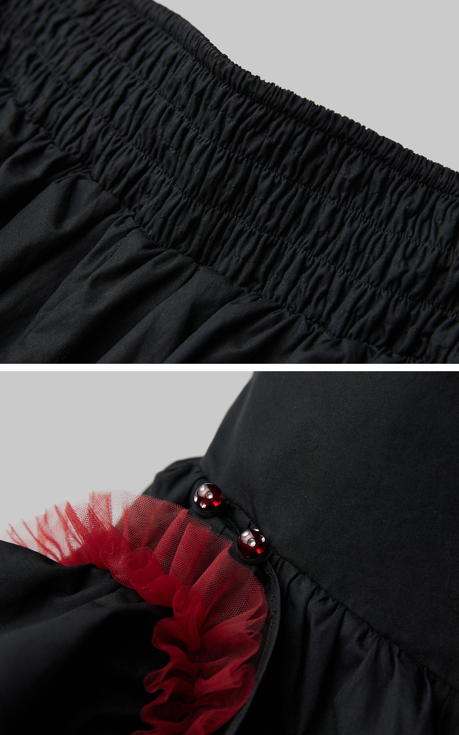 INDULGE Flared Skirt with Layered Frill Draping and Contrast Underskirt