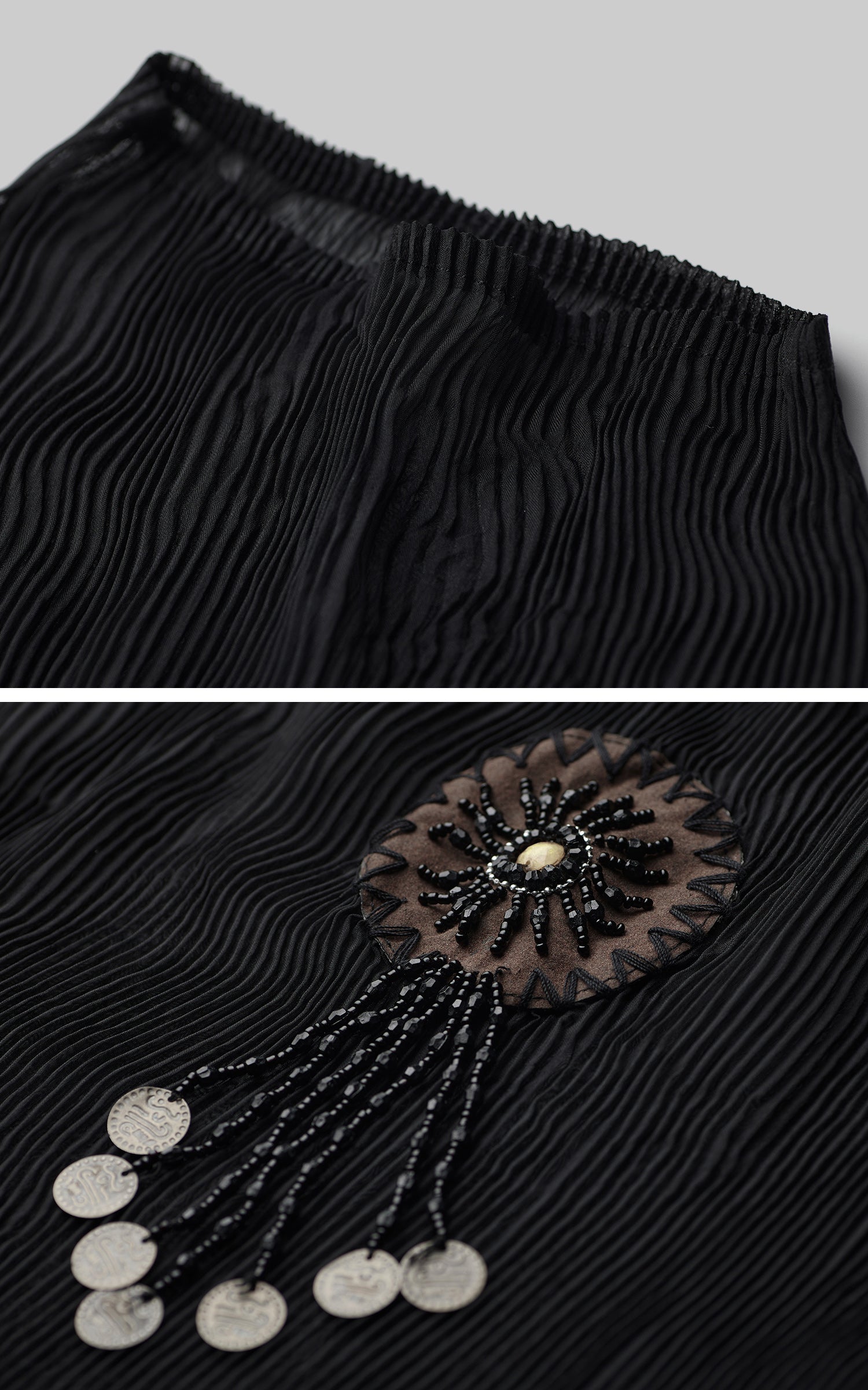 INDULGE Sheer Pleated Layered Top with Strapless Inner Bustier