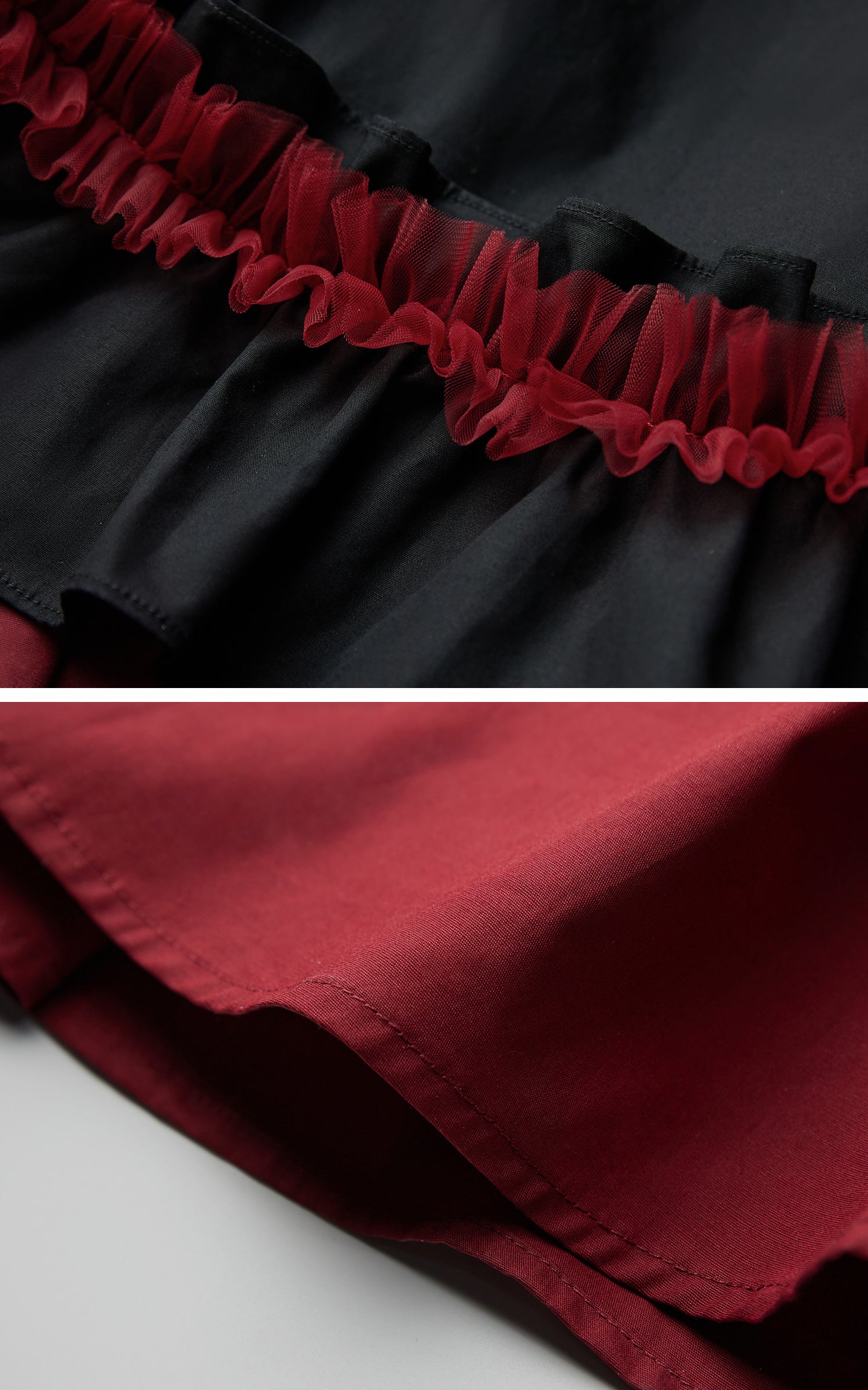 INDULGE Flared Skirt with Layered Frill Draping and Contrast Underskirt