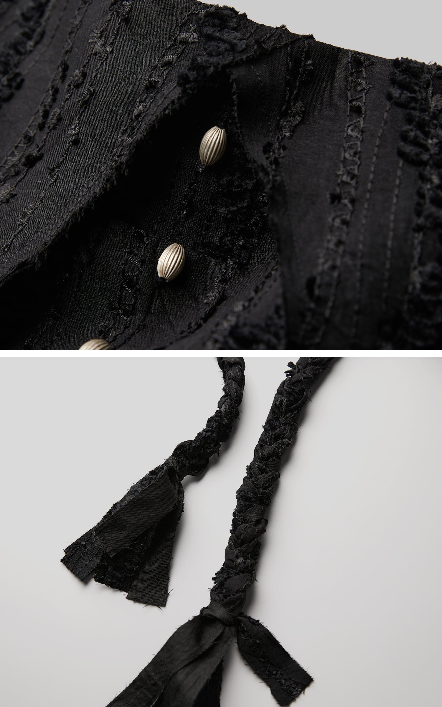 <tc>INDULGE</tc> Jupe Longue Texturée à Étages avec Détails Tressés