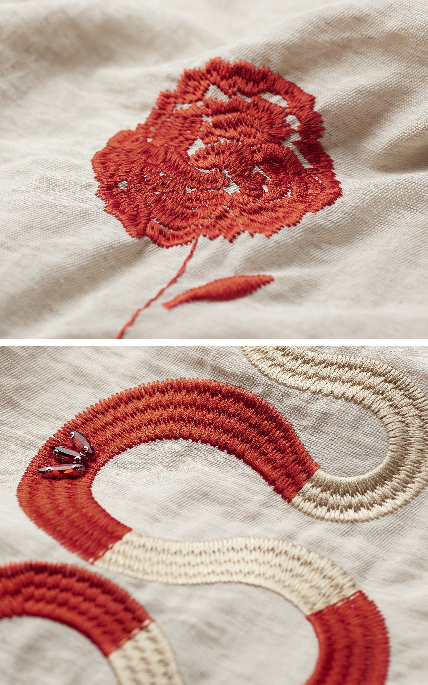 INDULGE Embroidered Snake and Flower Layered Linen Dress