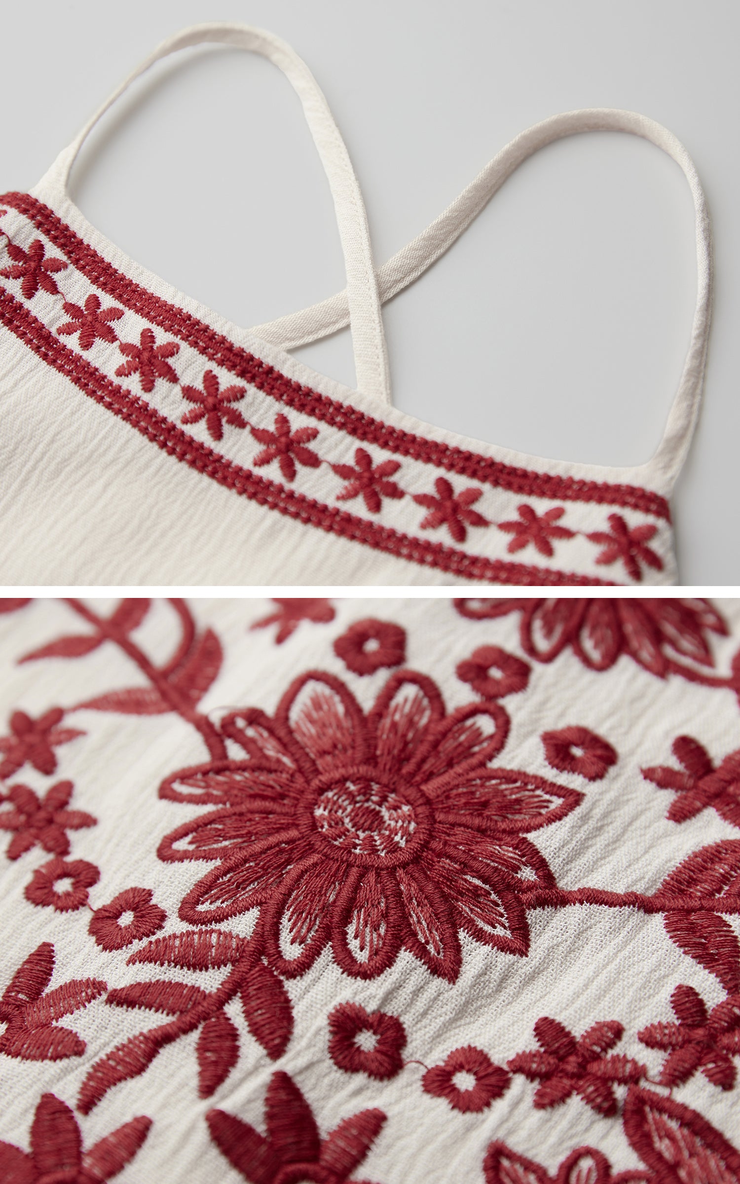 INDULGE Embroidered Halter Top with Floral Motif and Beaded Hem Detailing