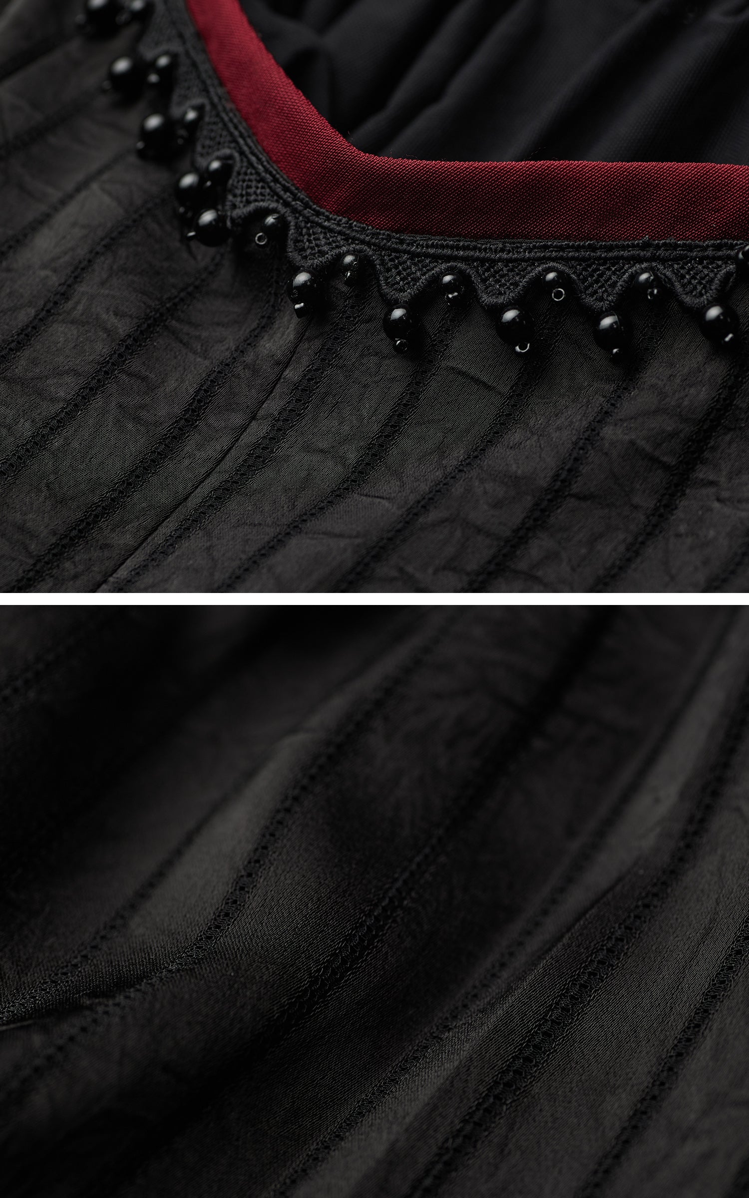 INDULGE Ruched Wide-Leg Pants with V-Cut Waist and Beaded Trim