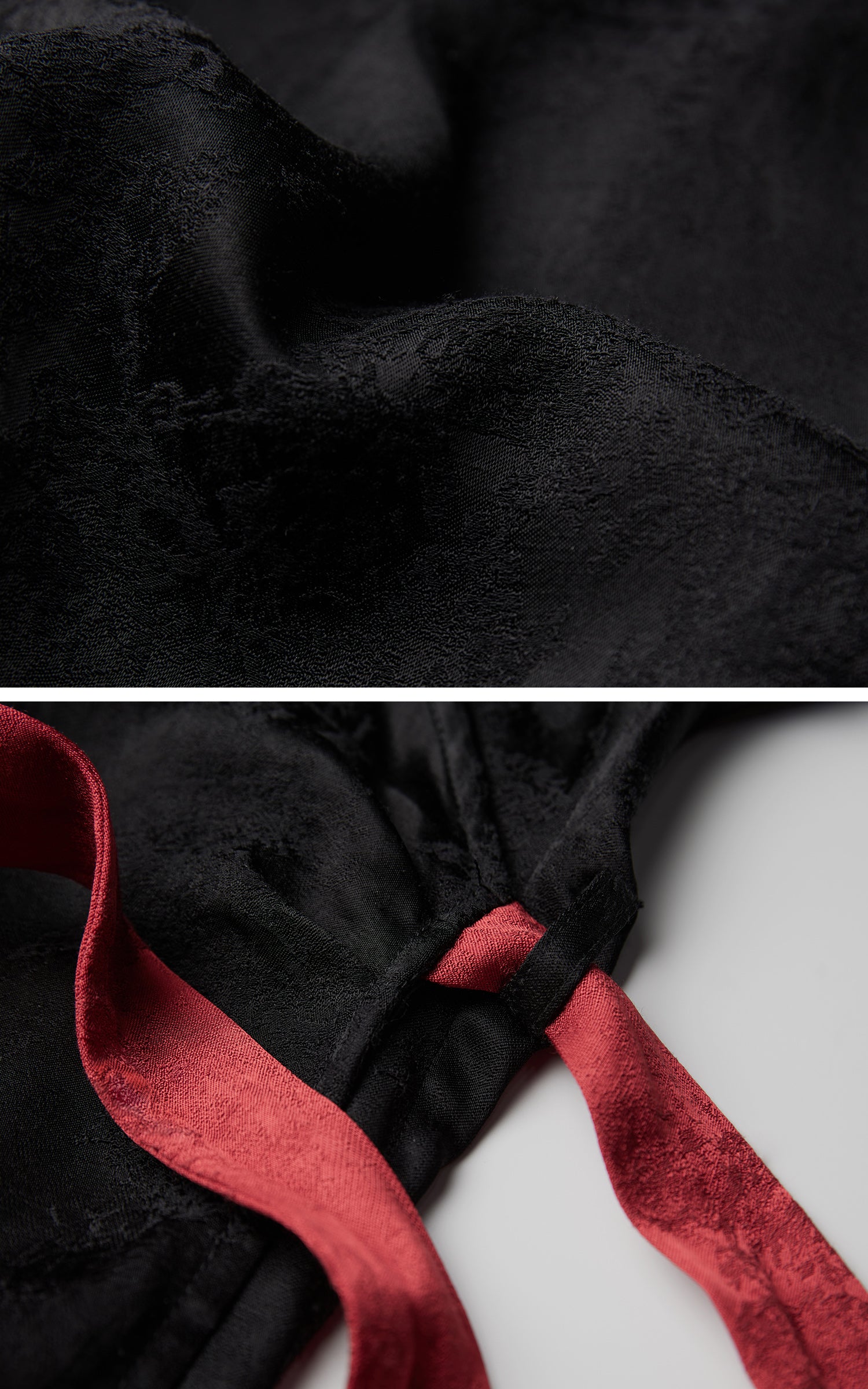 INDULGE Kimono Sleeve Wrap Coat with Red Contrast Cuffs and Long Tie