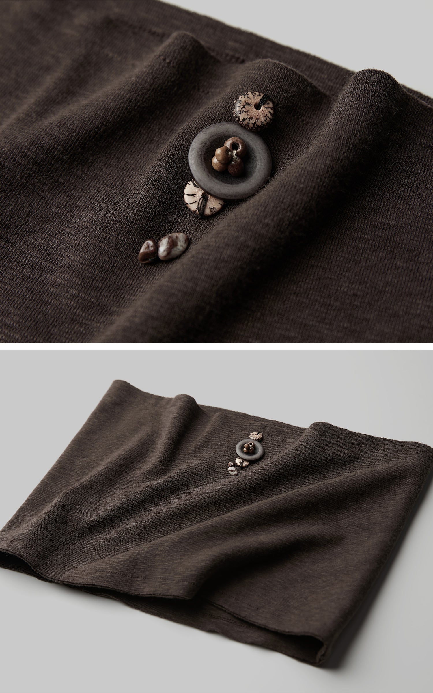 INDULGE Draped Knit Maxi Dress with Cowl Neck and Natural Button Detail