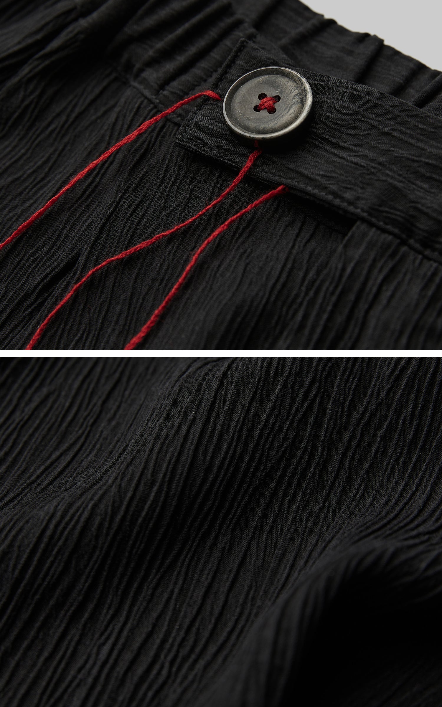 INDULGE Crinkled Wide Trousers with Red Thread