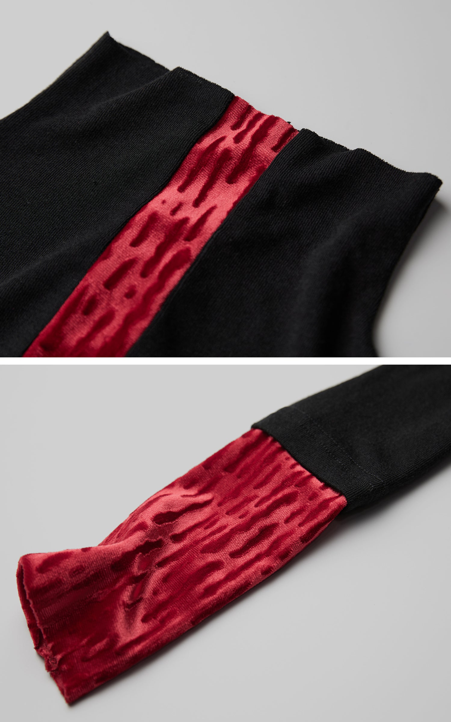 INDULGE Contrast Velvet Panel Long Sleeve T-Shirt