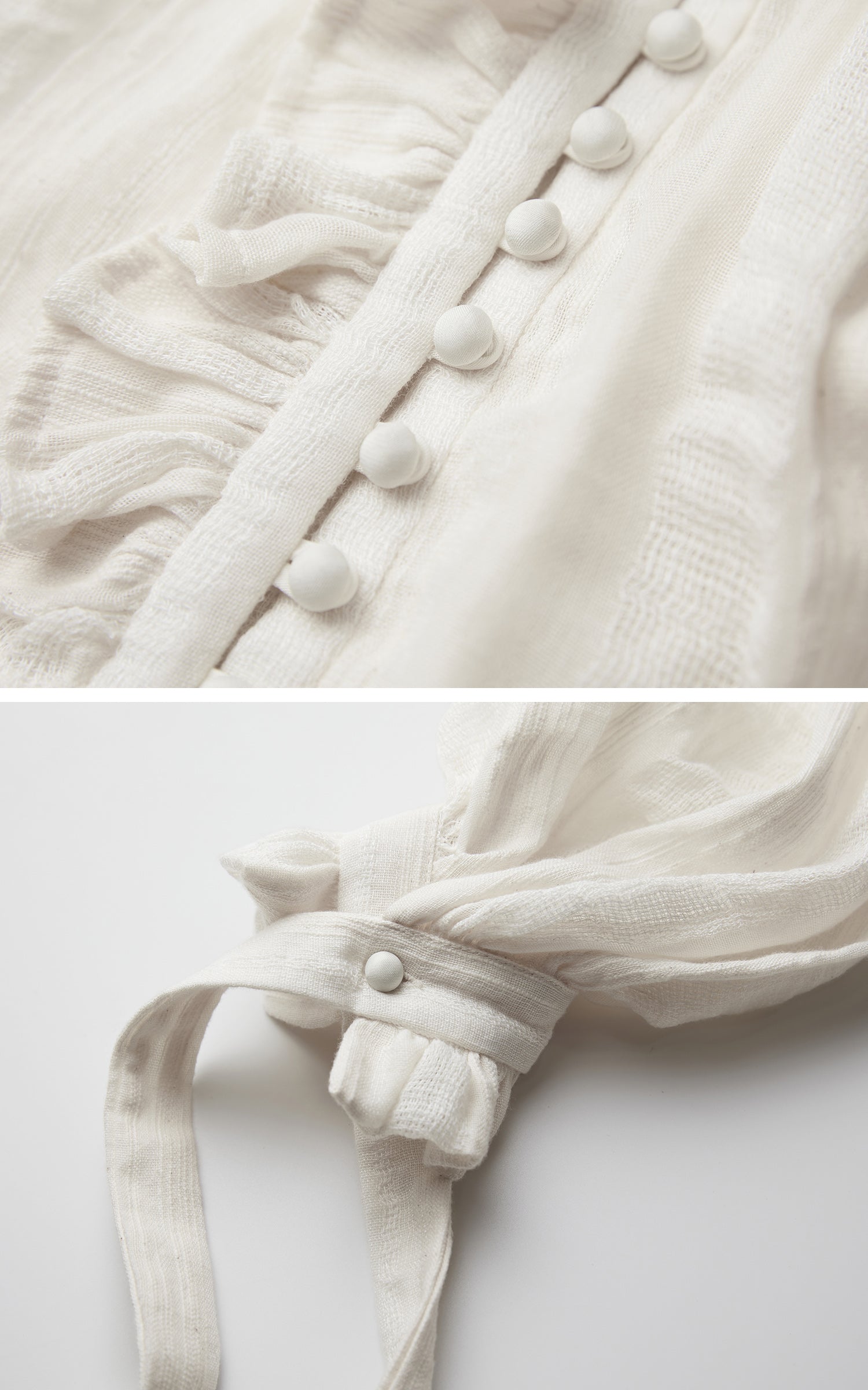 INDULGE Textured Button Shirt with Ruffled Front and Long Sashes