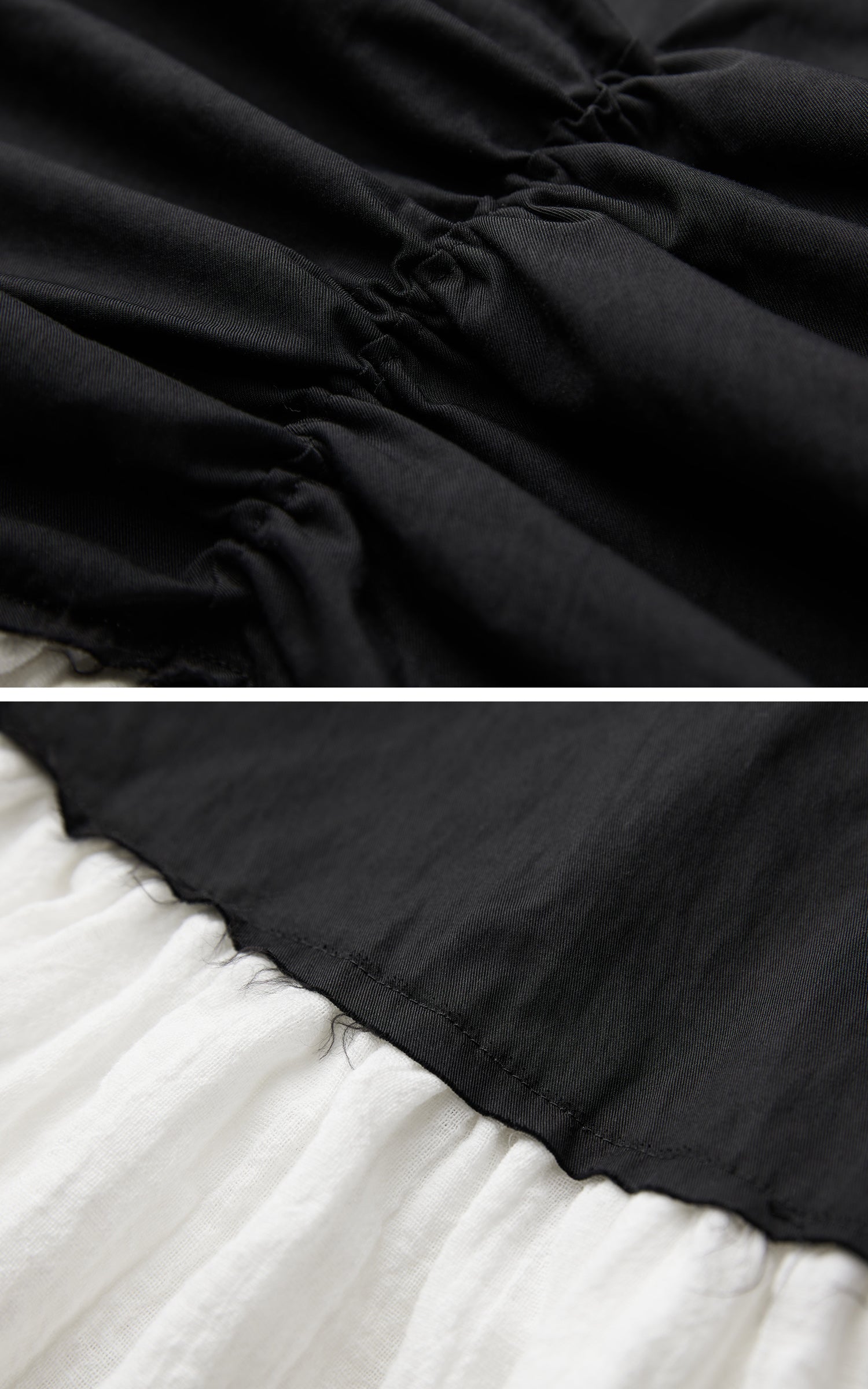 INDULGE Layered Contrast Hem Skirt with Gathered Draping and Buttoned High Waist