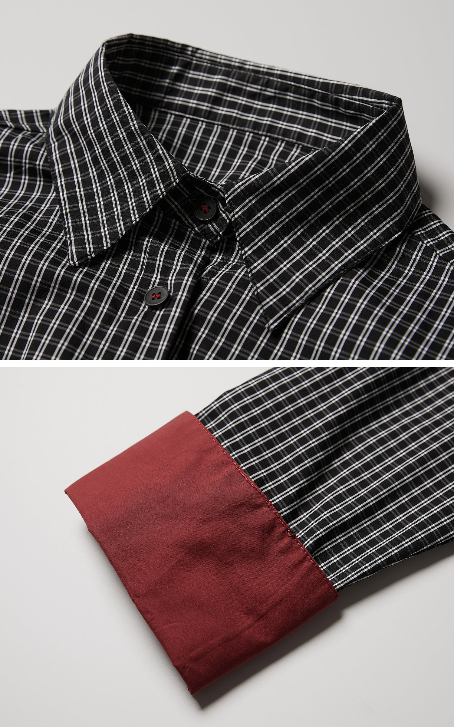 INDULGE Oversized Contrast Cuff Checked Shirt