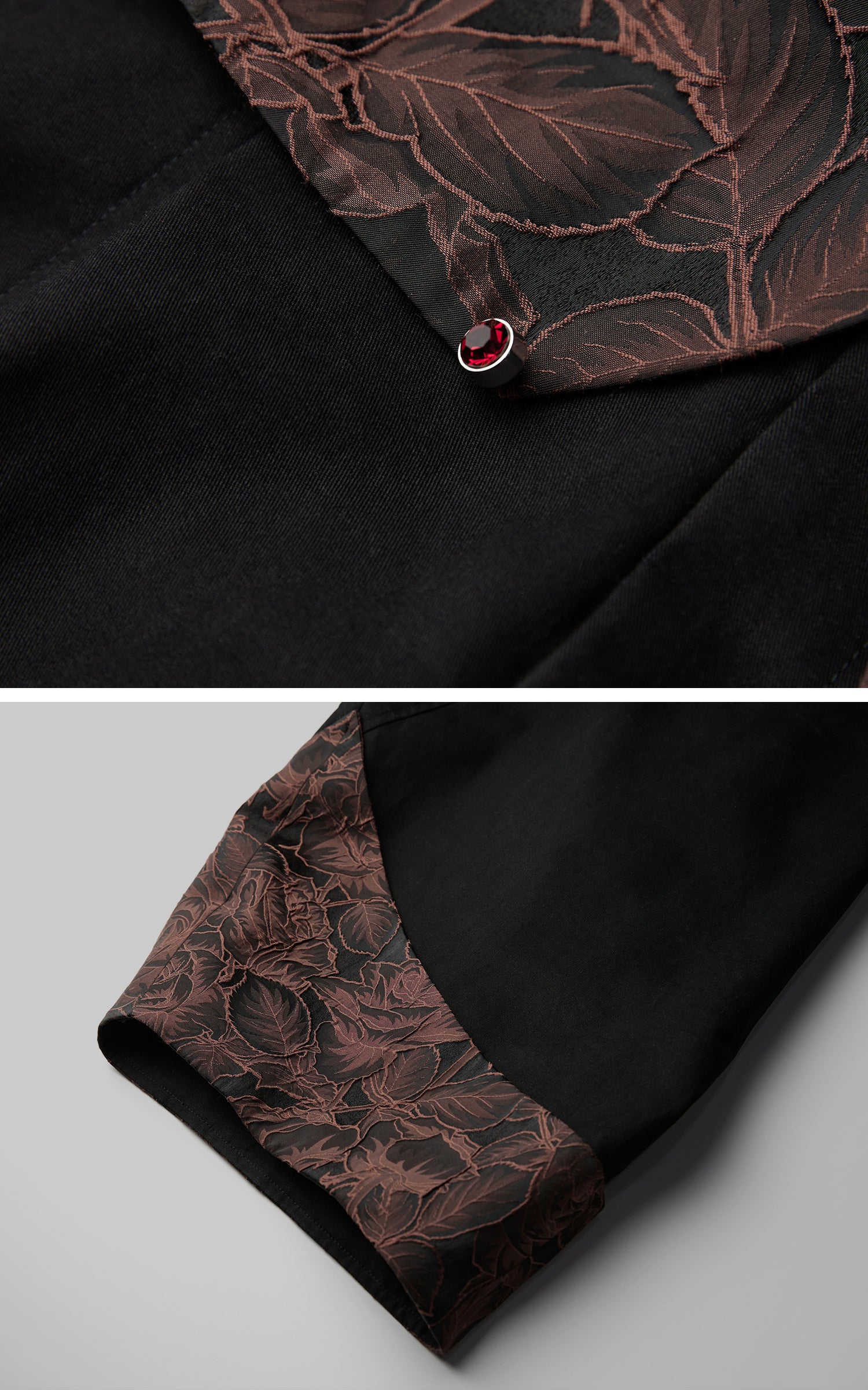 INDULGE Wide-Legged High-Waisted Pants with Leaf-Pattern Detail