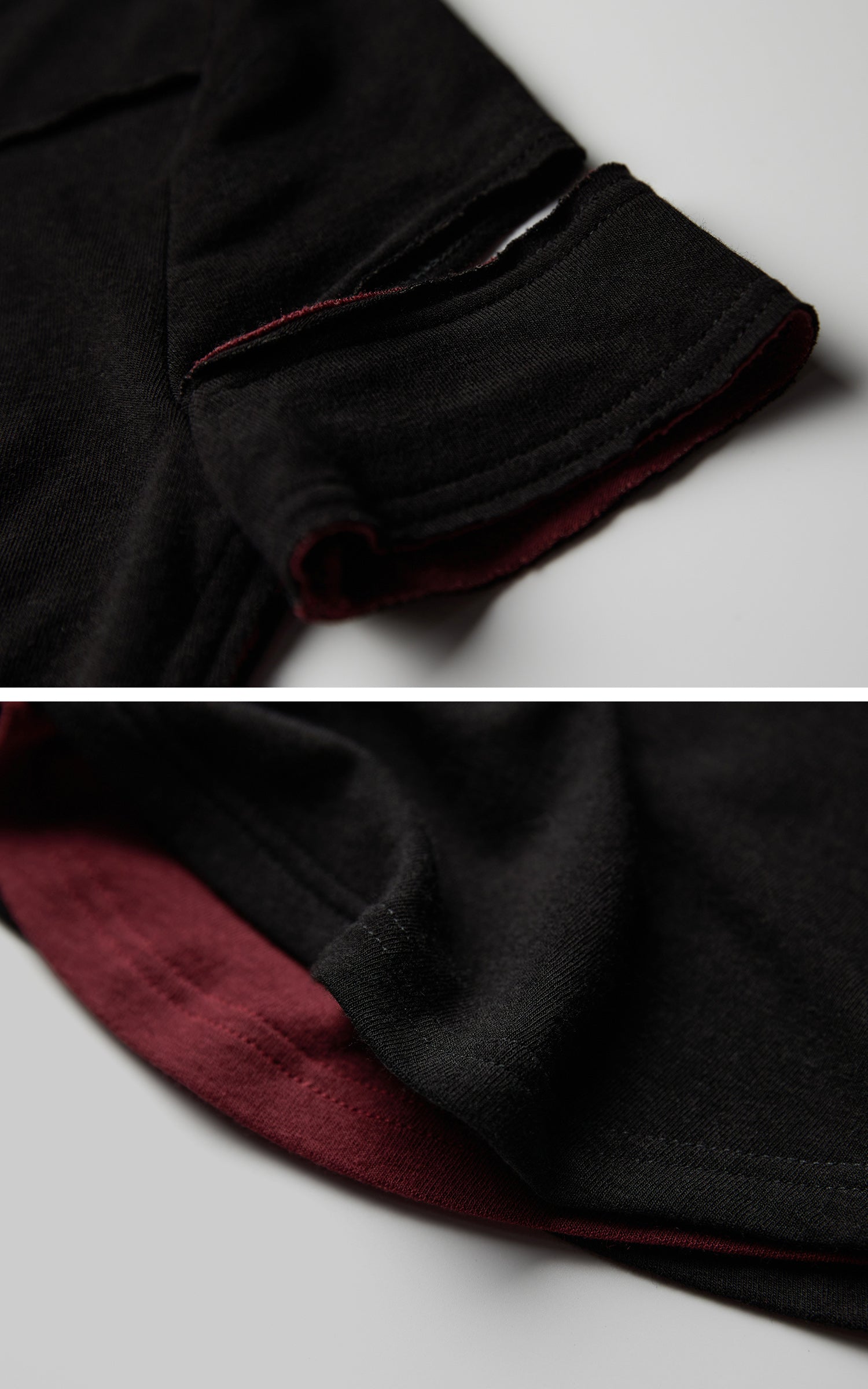 INDULGE Asymmetric Slashed T-Shirt with Layered Cutout Sleeves
