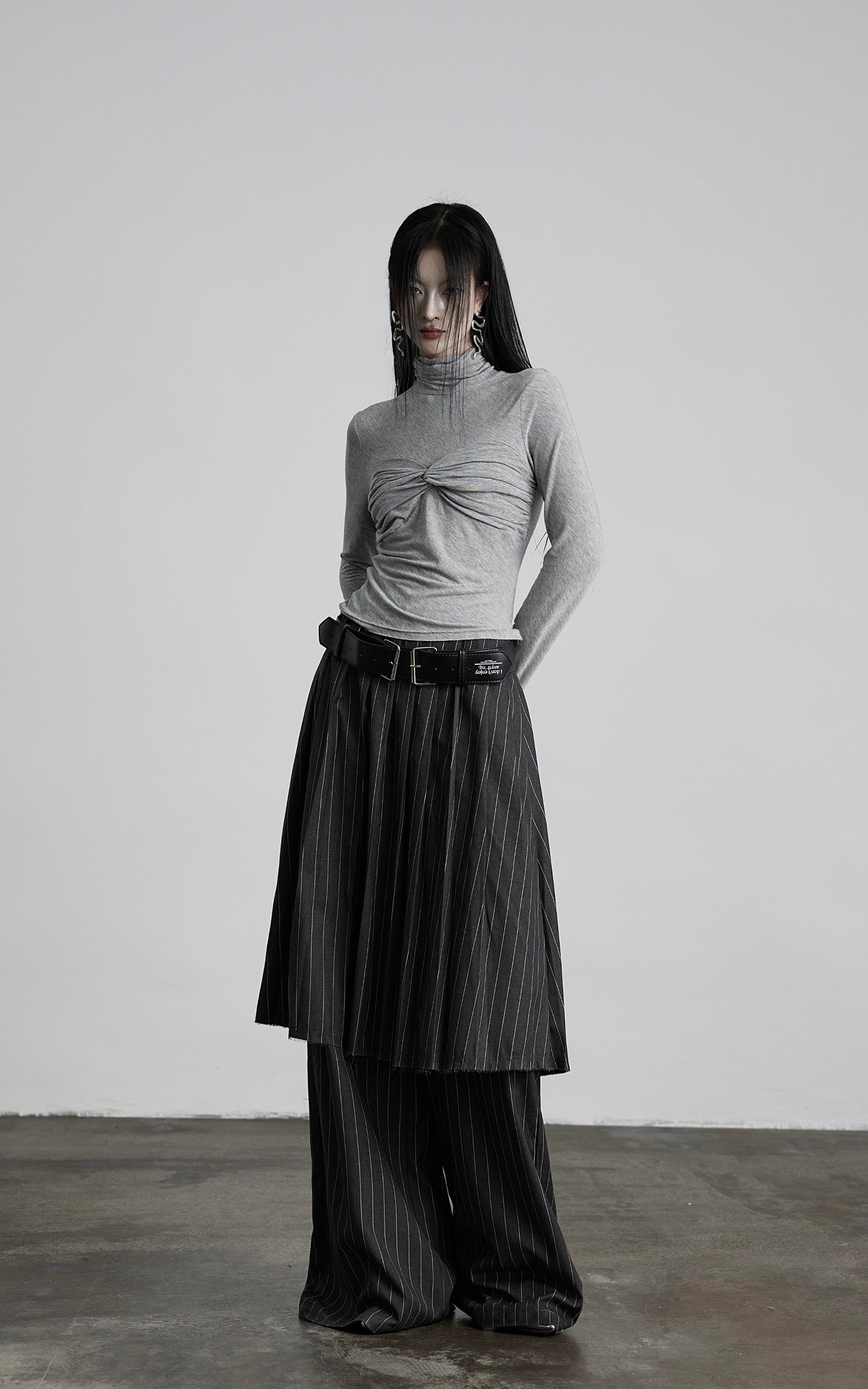 INDULGE Pinstripe Deconstructed Layered Skirt-Pants