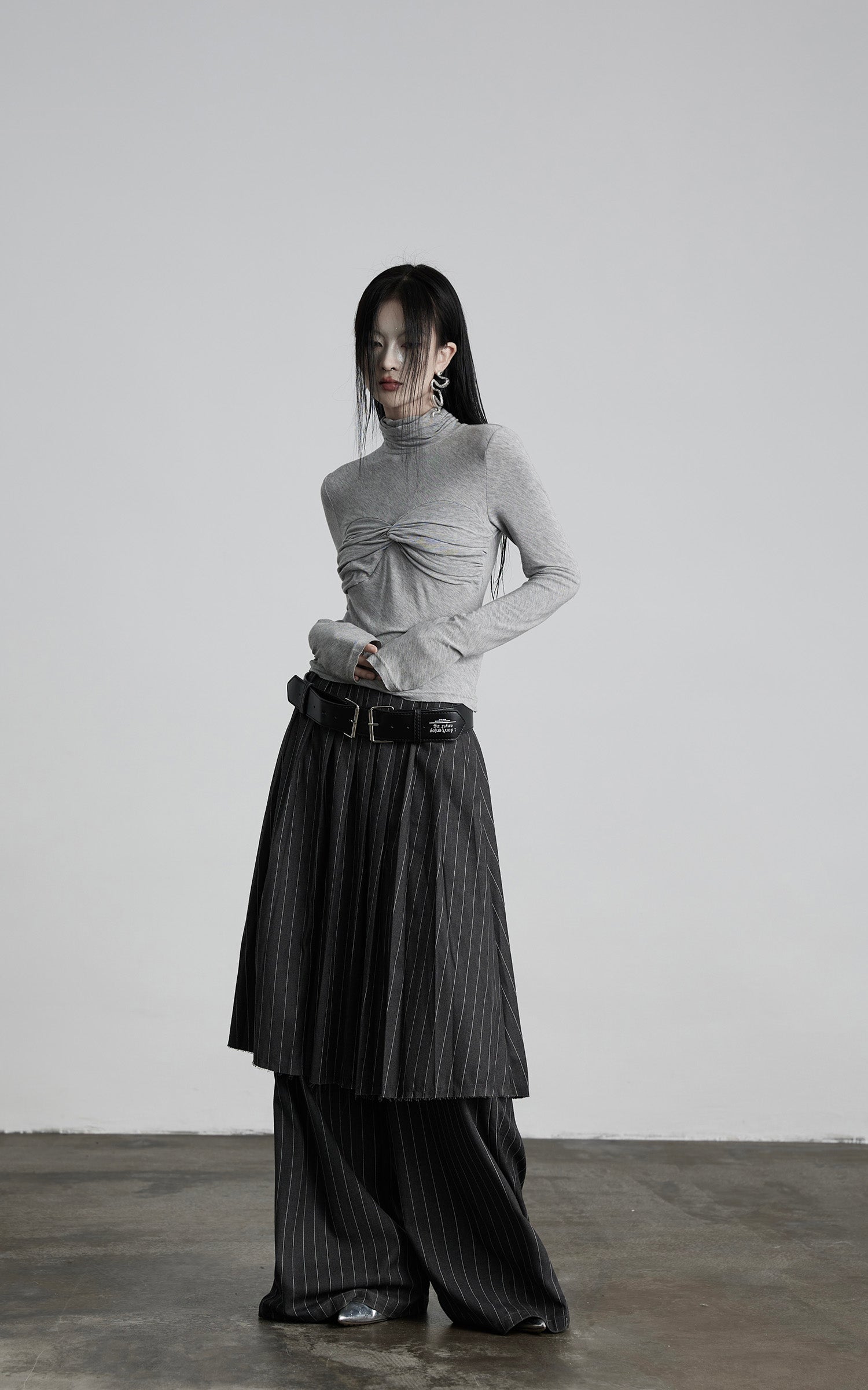INDULGE Pinstripe Deconstructed Layered Skirt-Pants