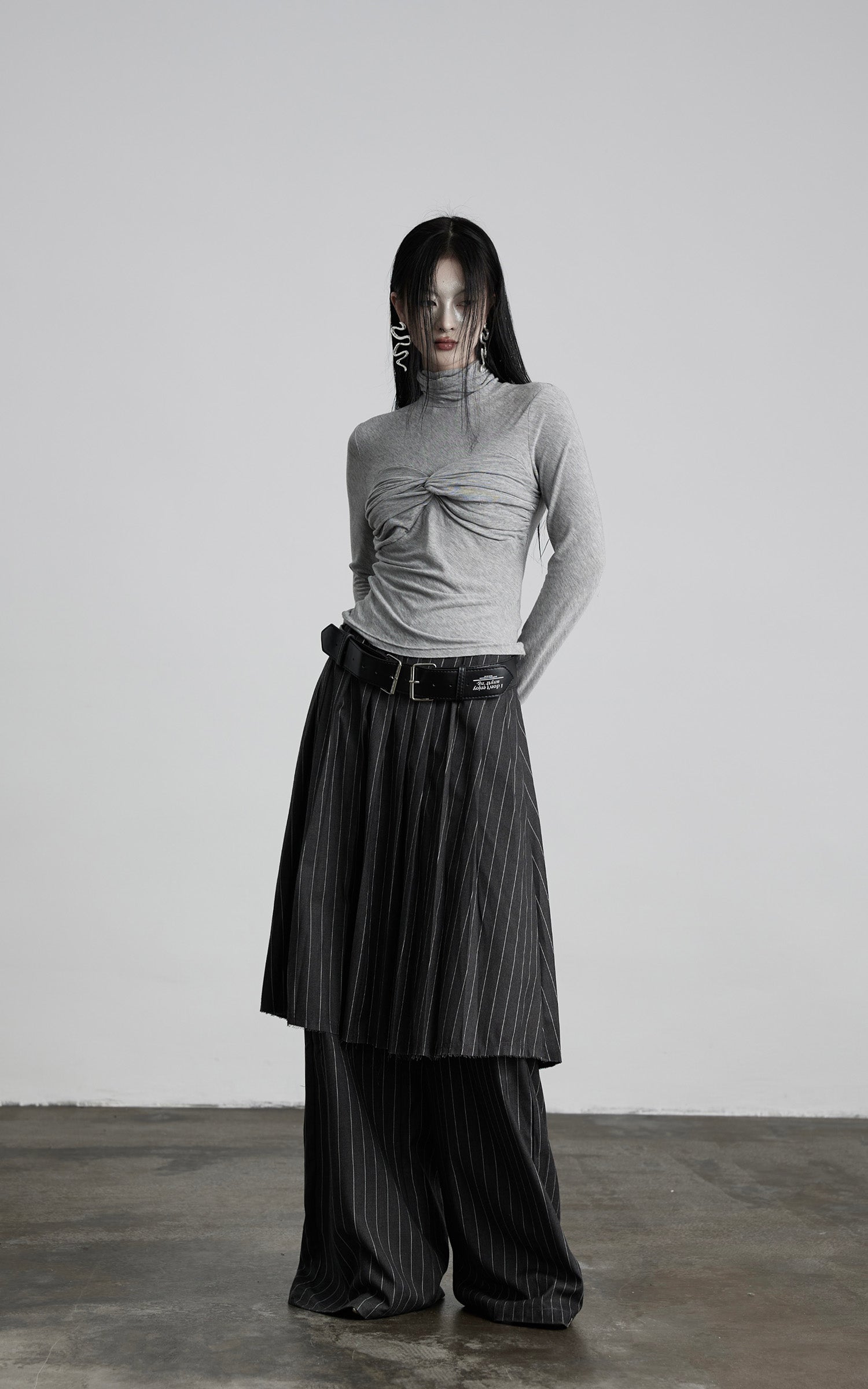 INDULGE Pinstripe Deconstructed Layered Skirt-Pants
