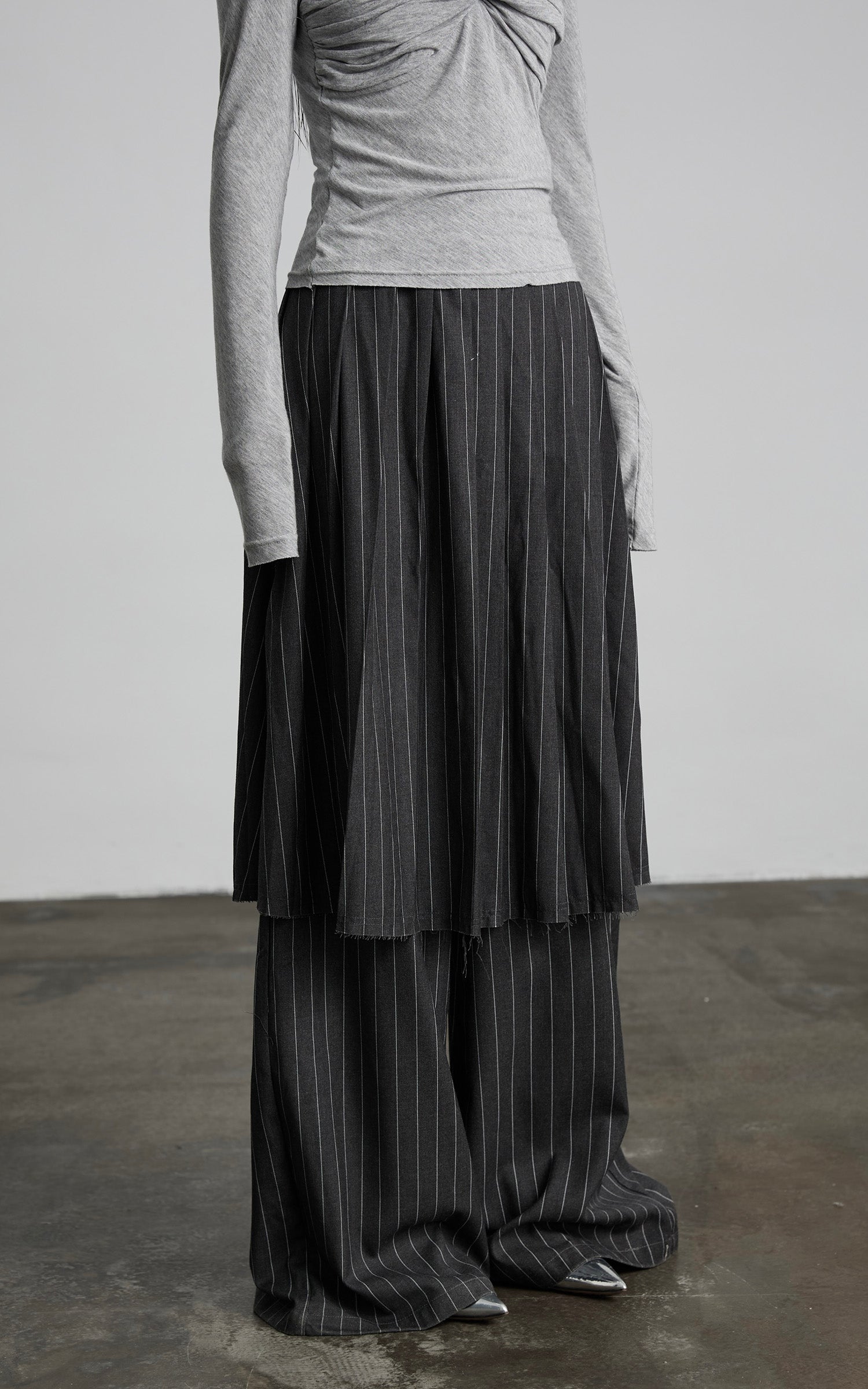 INDULGE Pinstripe Deconstructed Layered Skirt-Pants