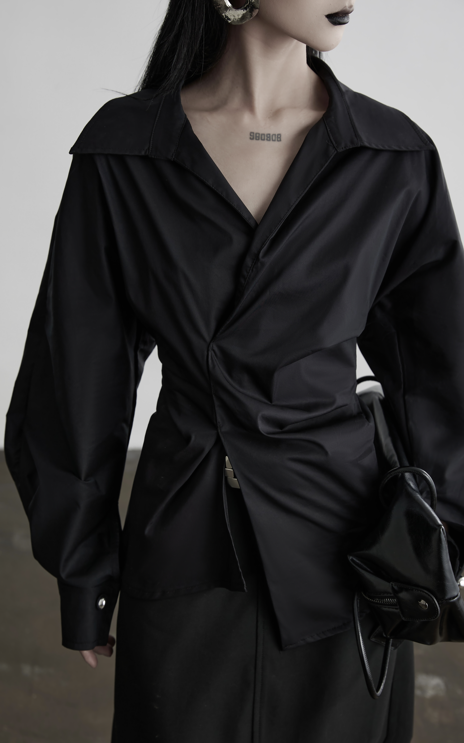 INDULGE Asymmetric Twisted Shirt with Sculptural Silhouette