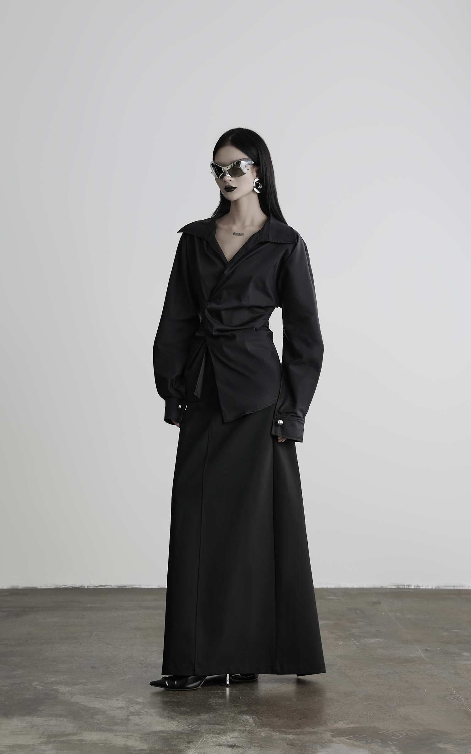 INDULGE Asymmetric Twisted Shirt with Sculptural Silhouette