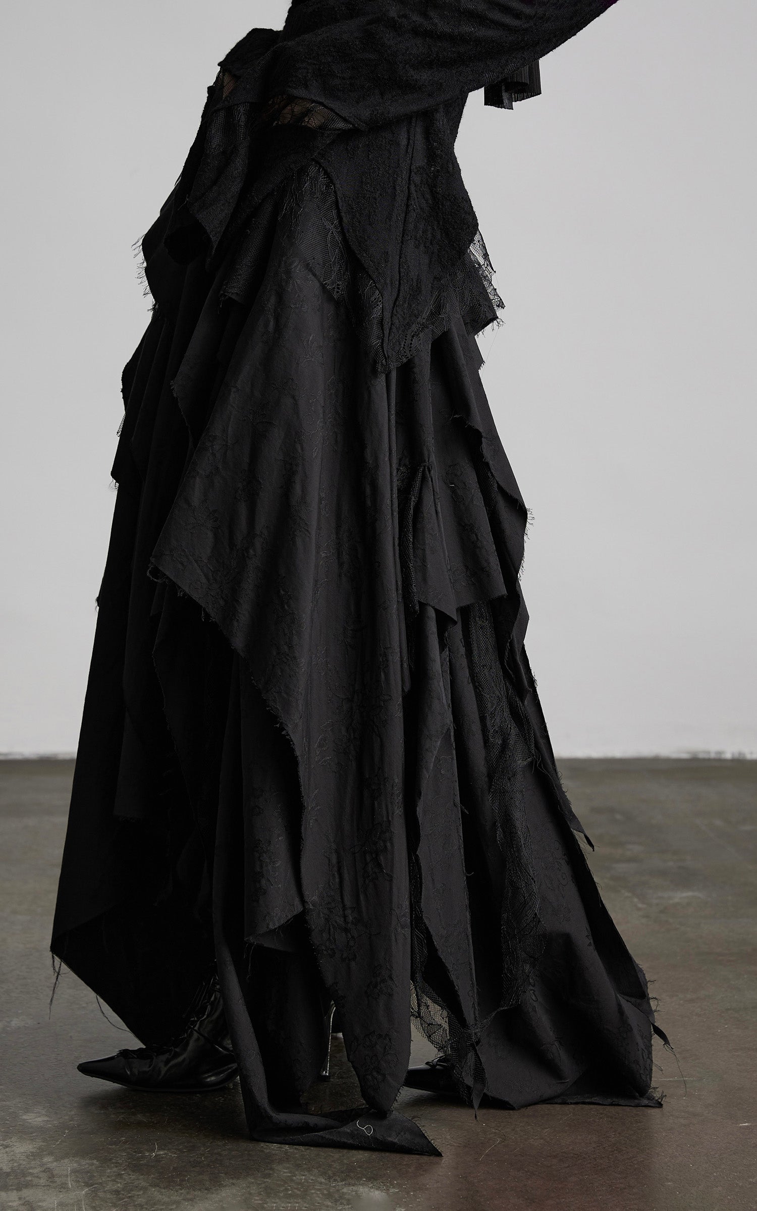 INDULGE Layered Asymmetric Jacquard Skirt