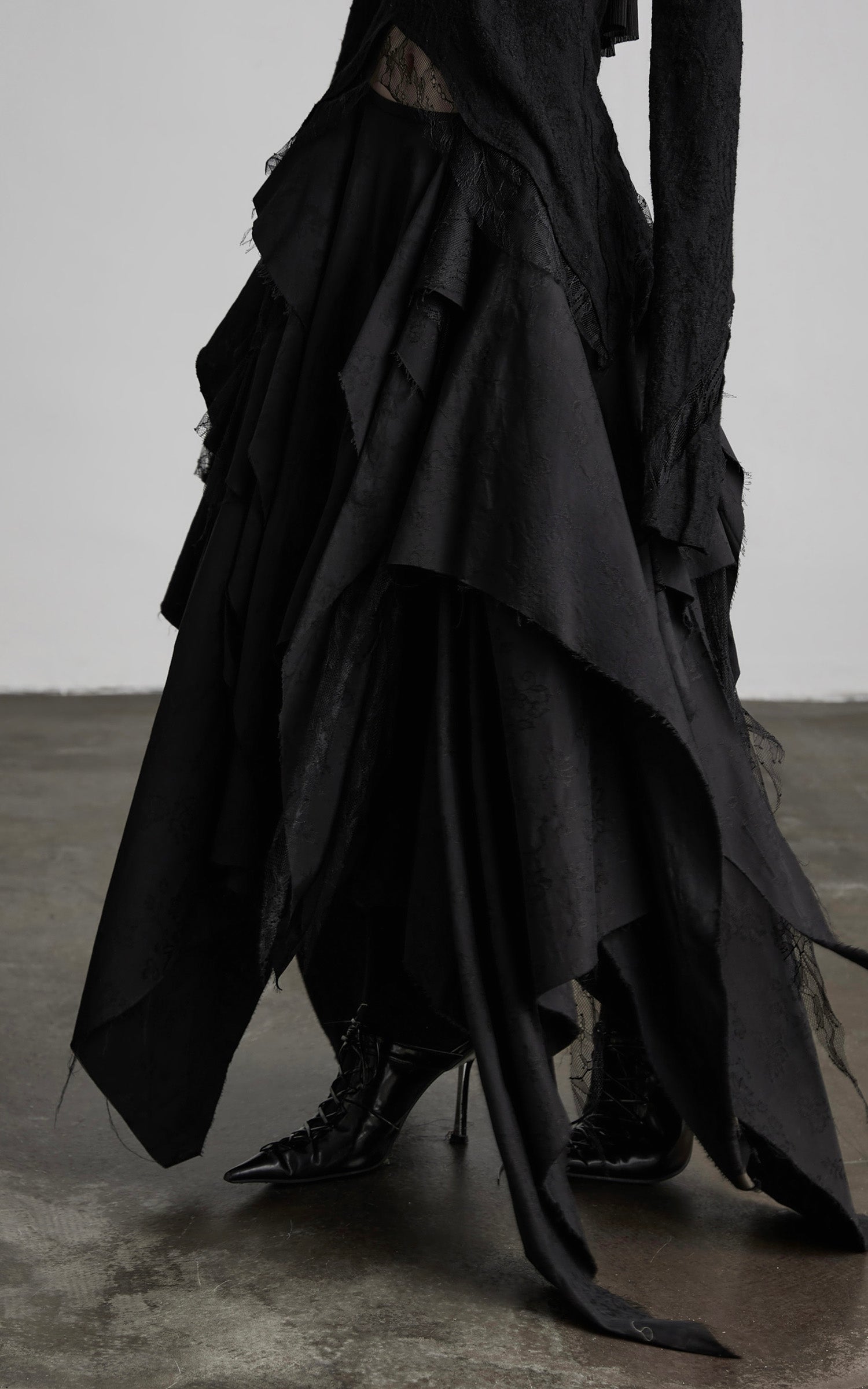 INDULGE Layered Asymmetric Jacquard Skirt