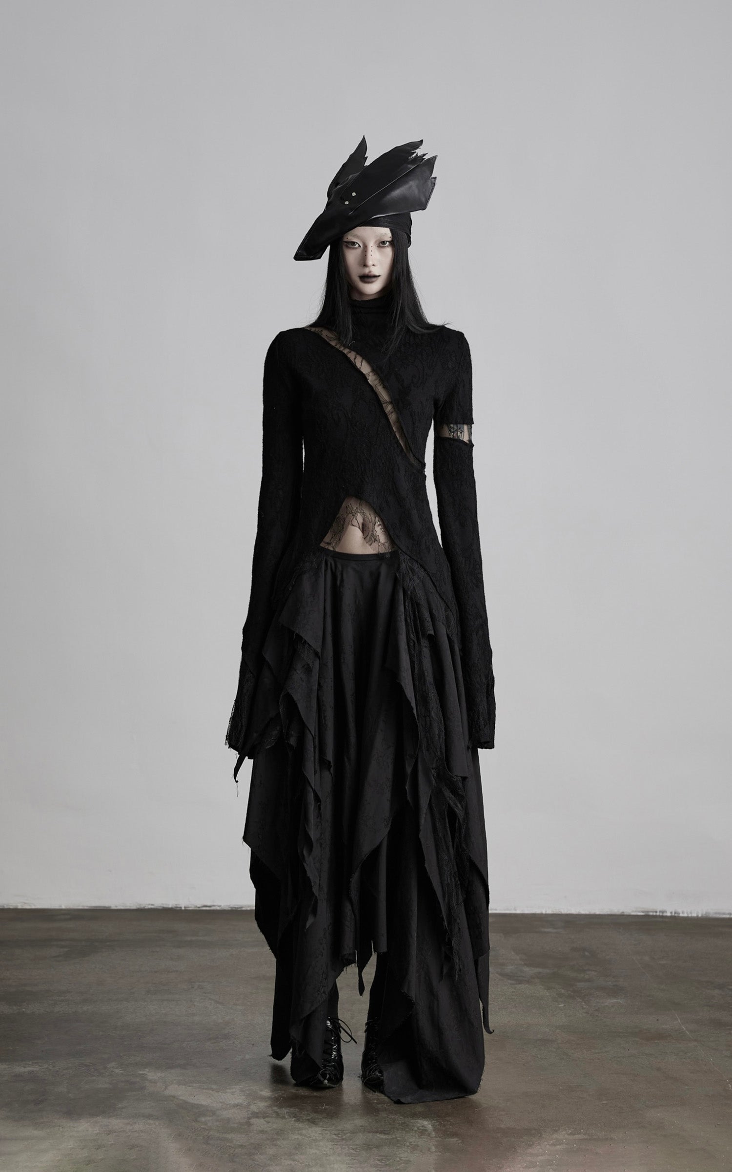 INDULGE Layered Asymmetric Jacquard Skirt