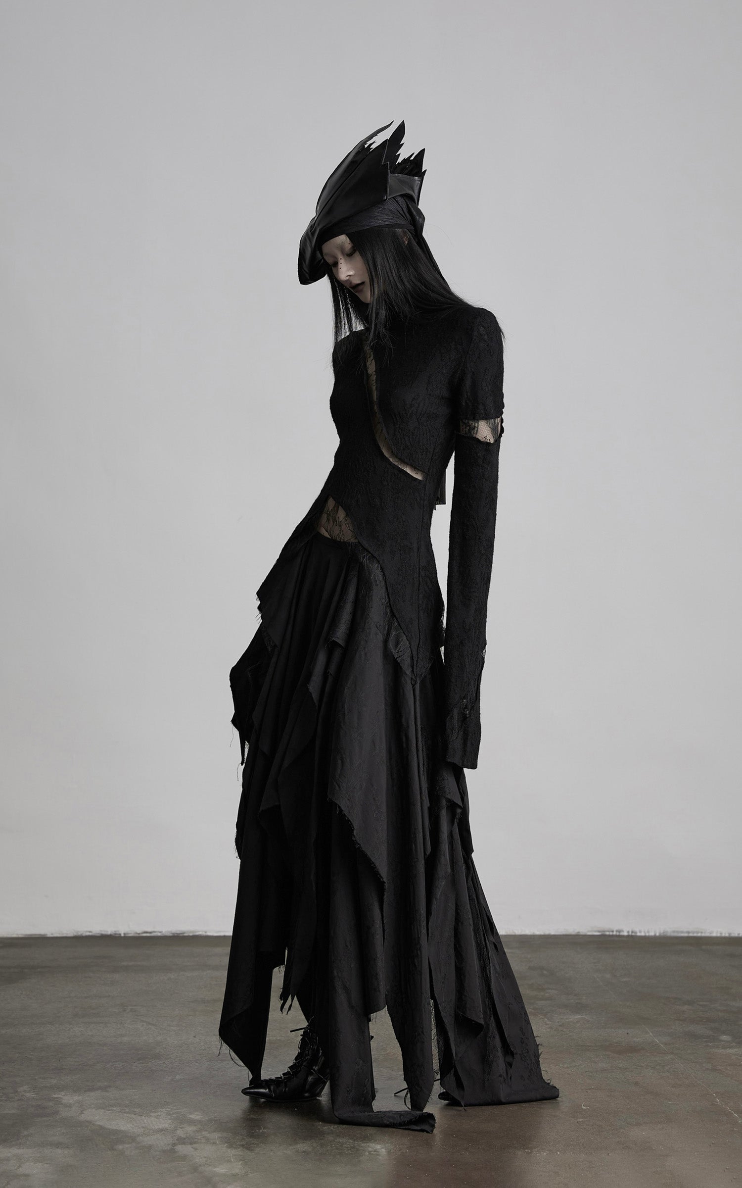 INDULGE Layered Asymmetric Jacquard Skirt