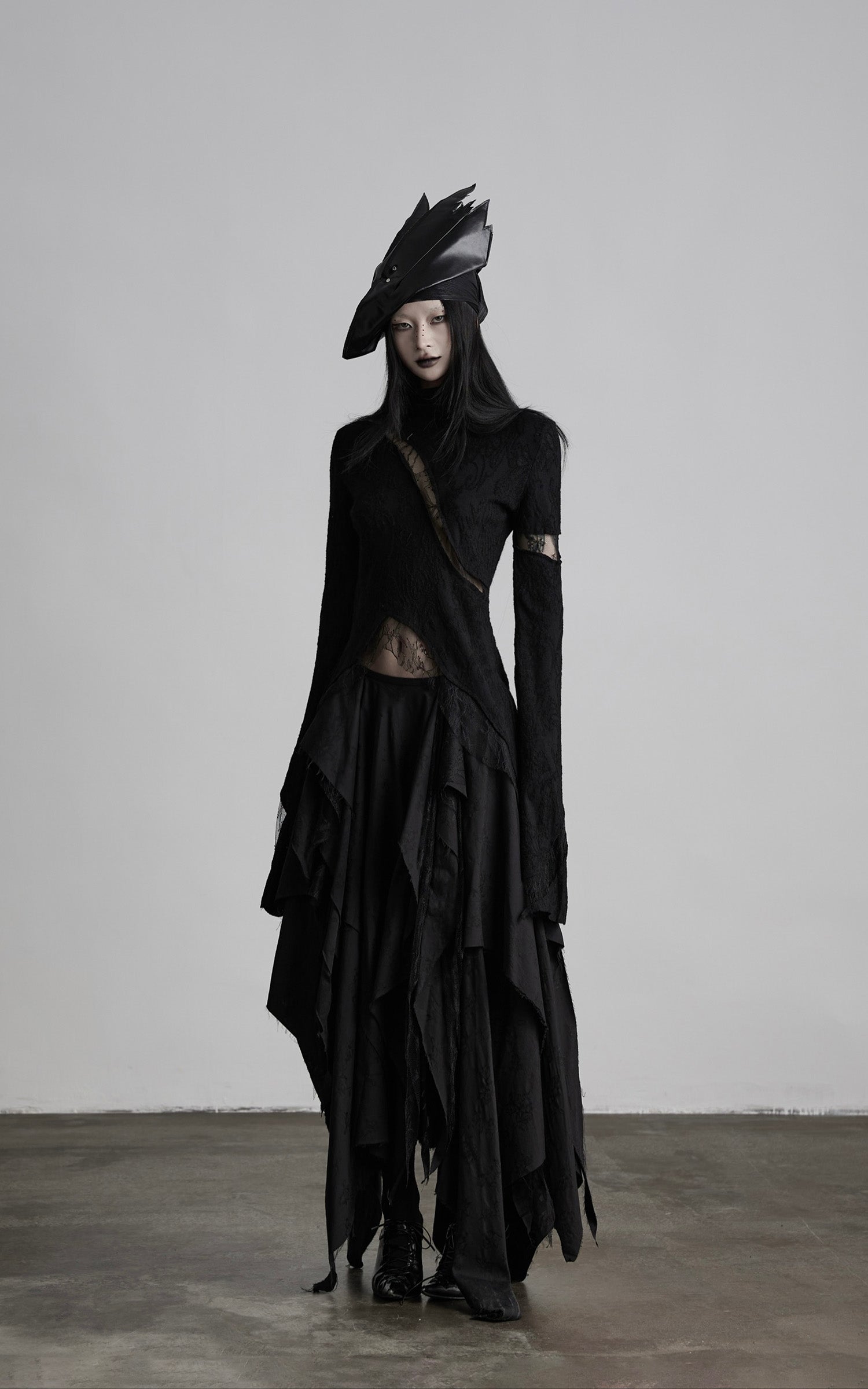 INDULGE Layered Asymmetric Jacquard Skirt