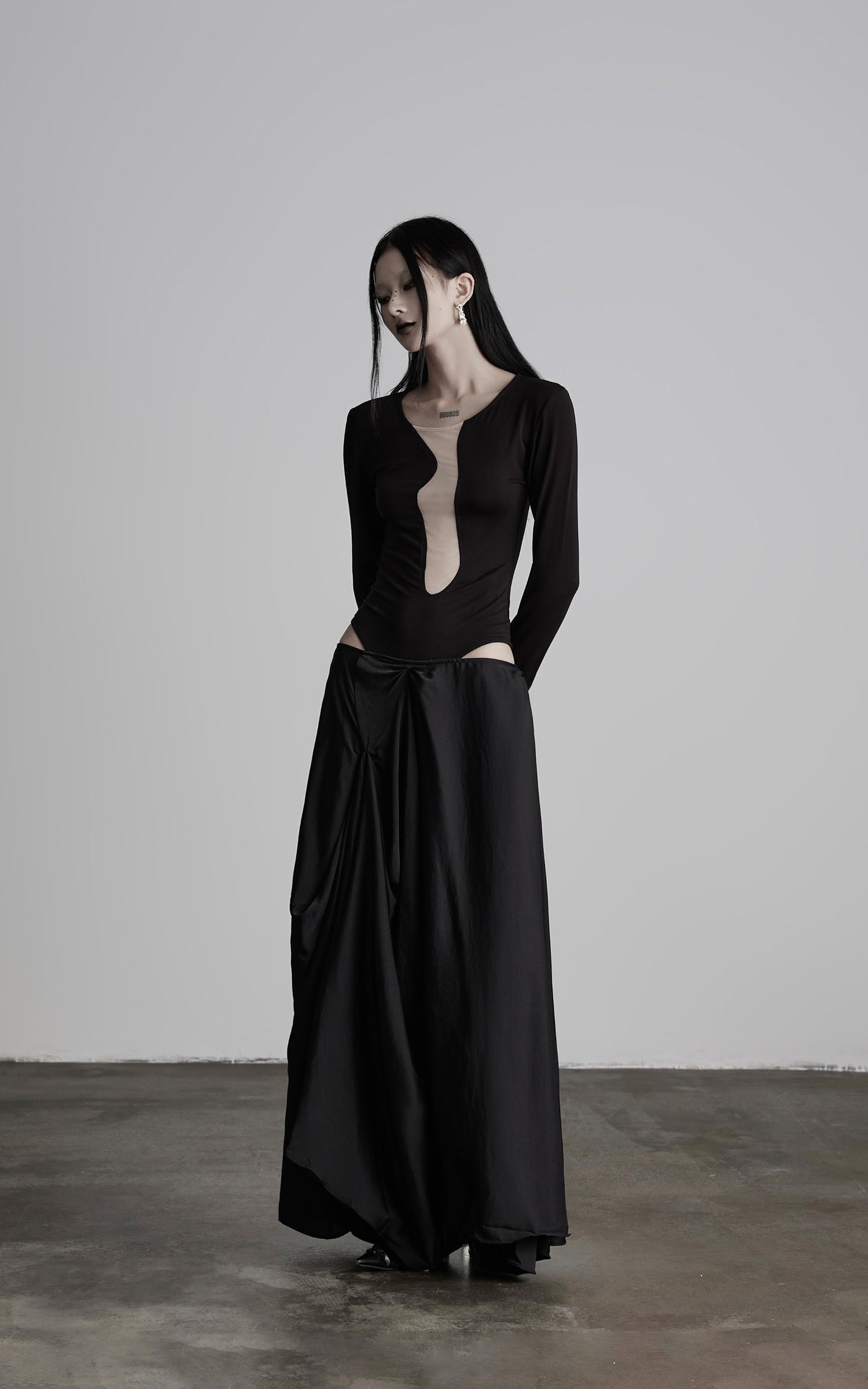 INDULGE Draped Asymmetric Maxi Skirt