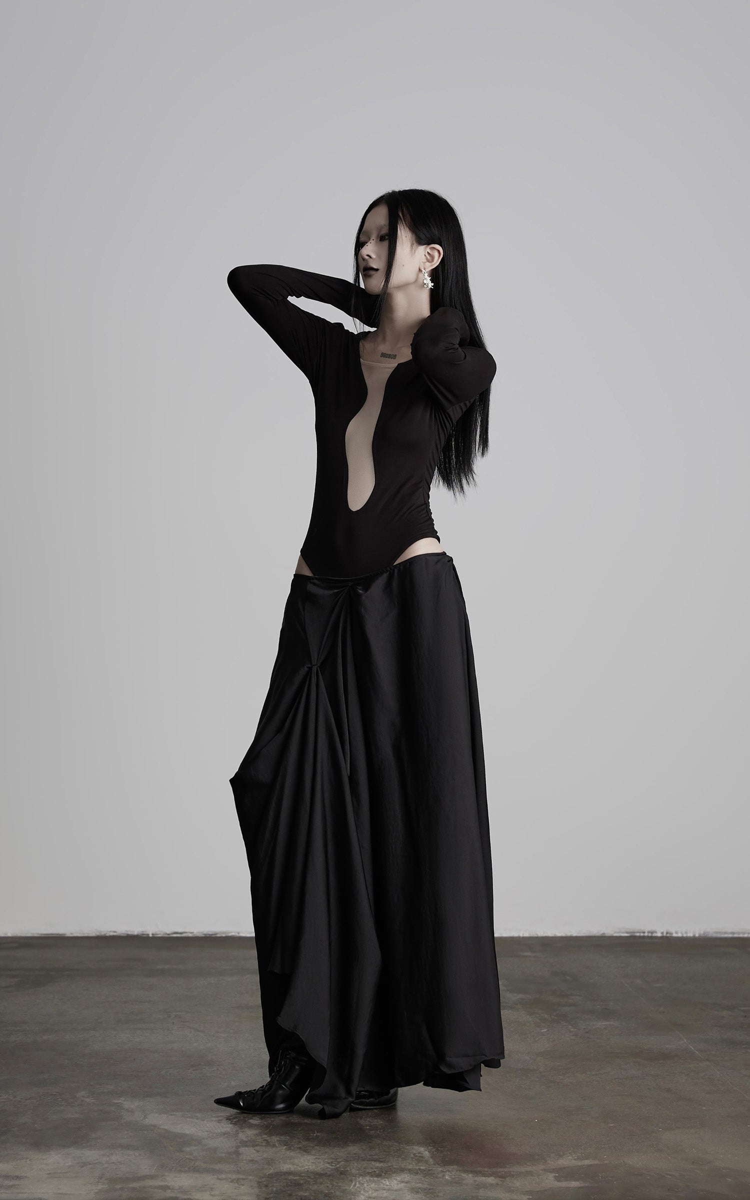 INDULGE Draped Asymmetric Maxi Skirt