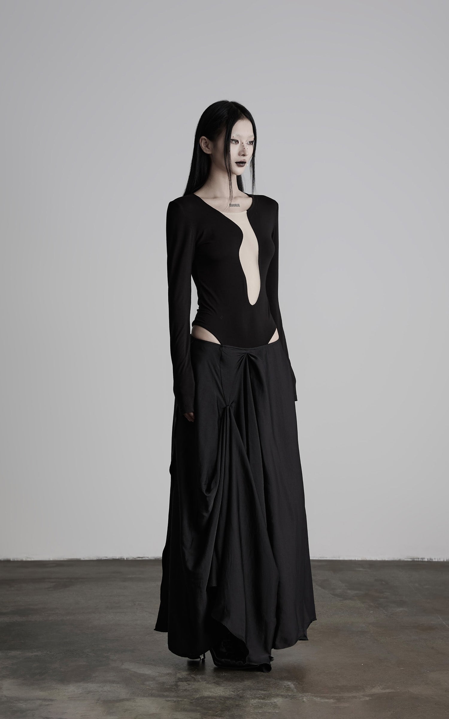 INDULGE Draped Asymmetric Maxi Skirt