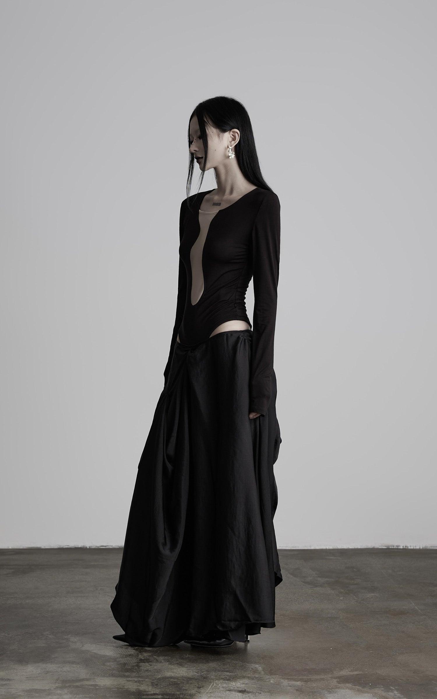 INDULGE Draped Asymmetric Maxi Skirt