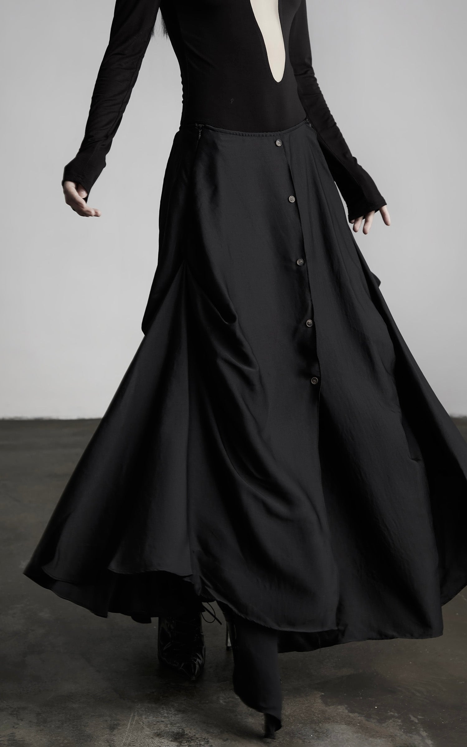 INDULGE Draped Asymmetric Maxi Skirt