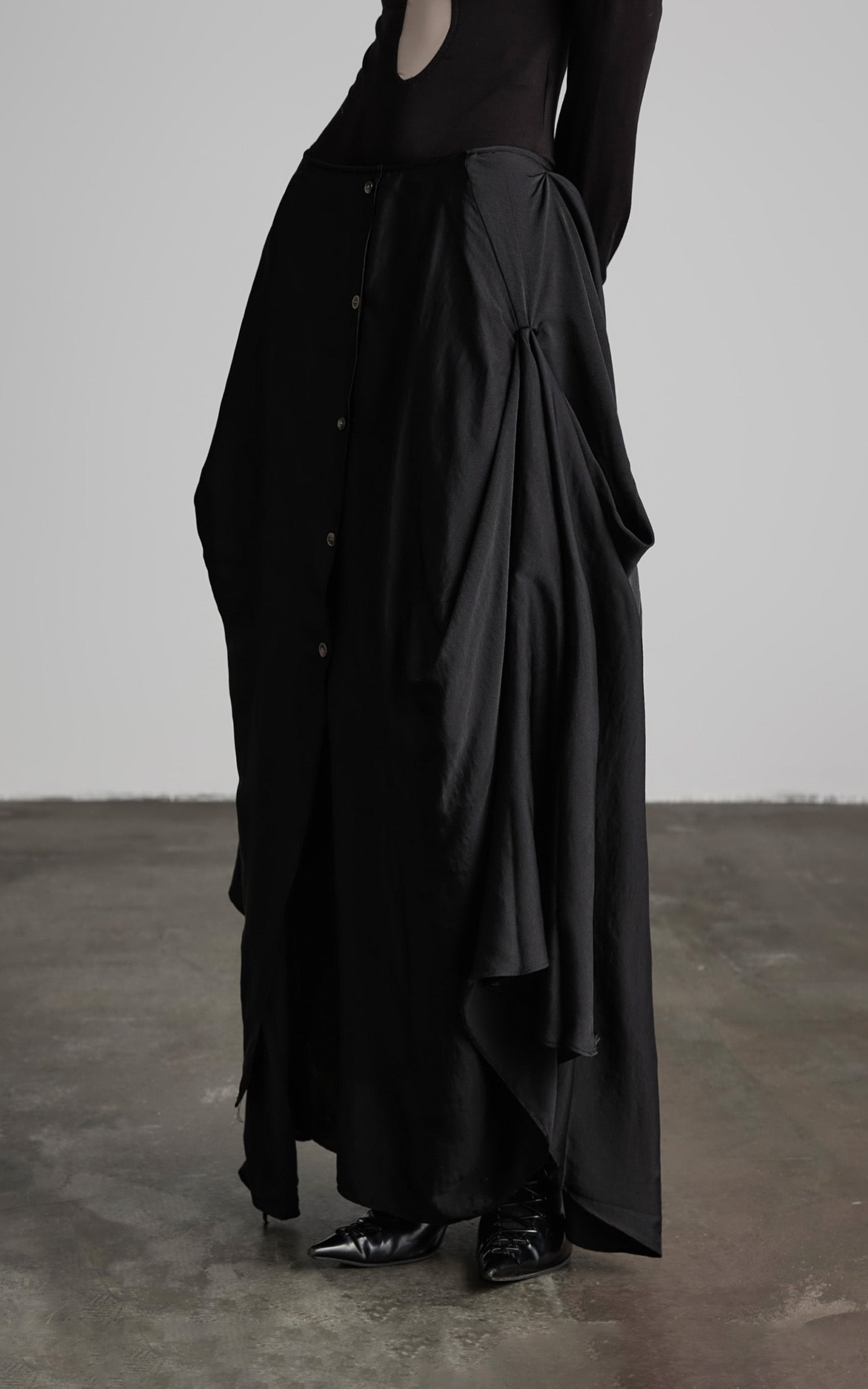 INDULGE Draped Asymmetric Maxi Skirt