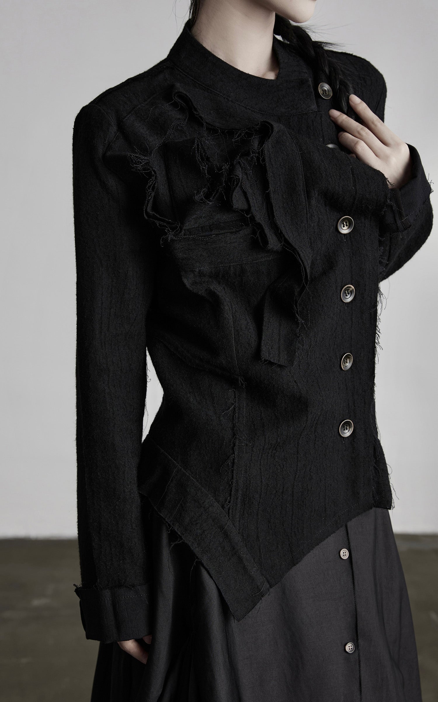 INDULGE Deconstructed Frayed Wool Top
