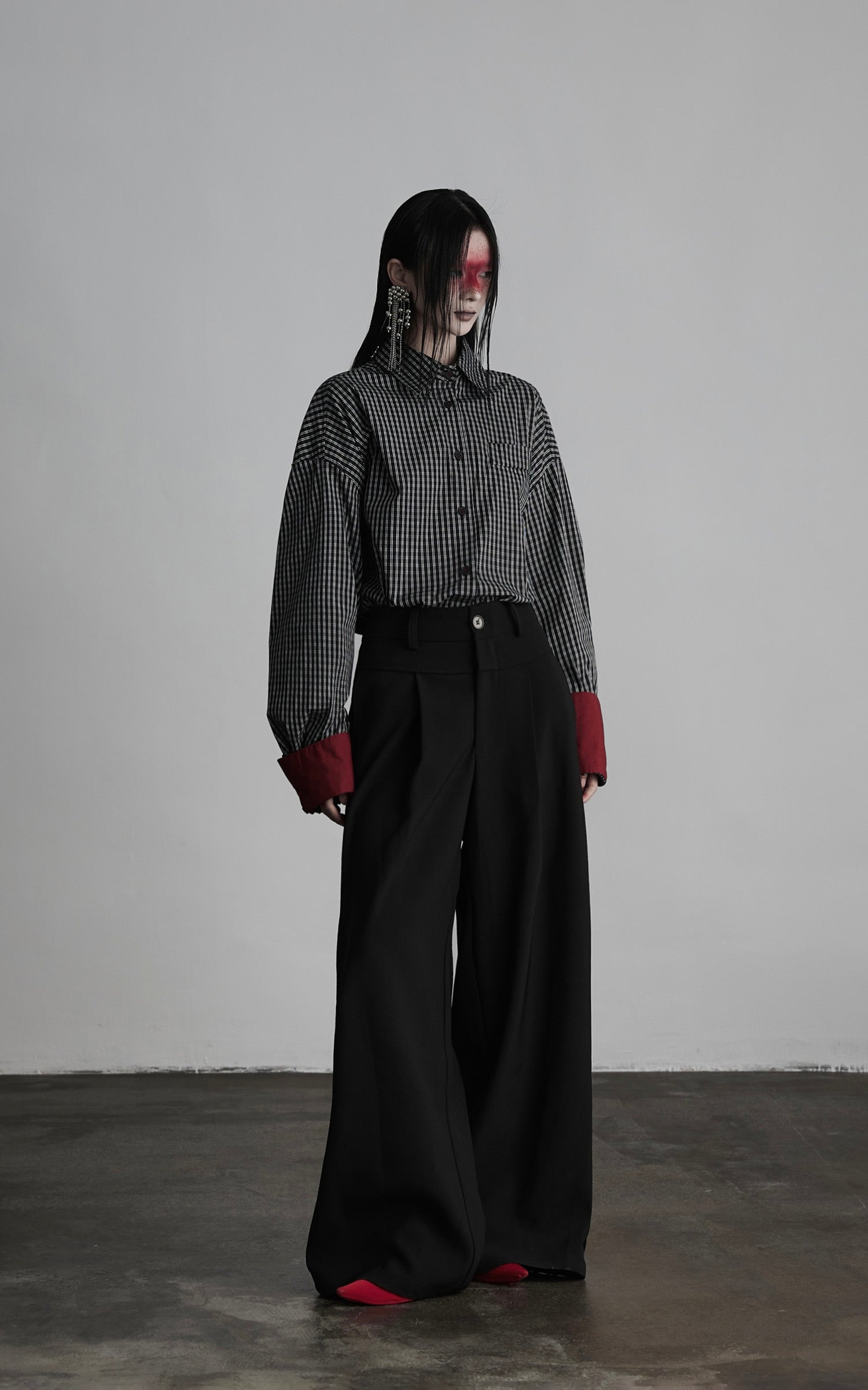 INDULGE Oversized Contrast Cuff Checked Shirt