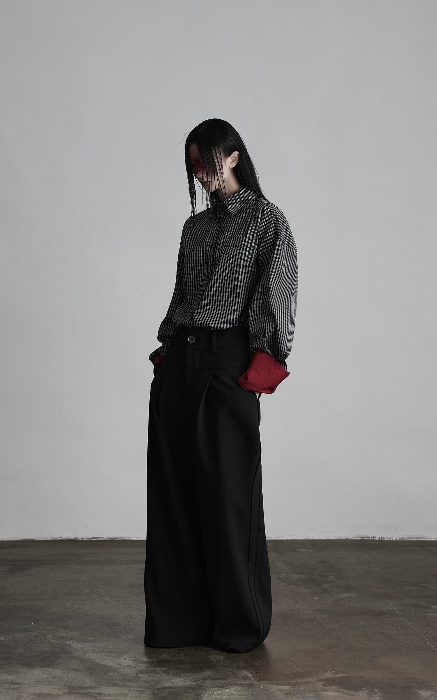INDULGE Oversized Contrast Cuff Checked Shirt