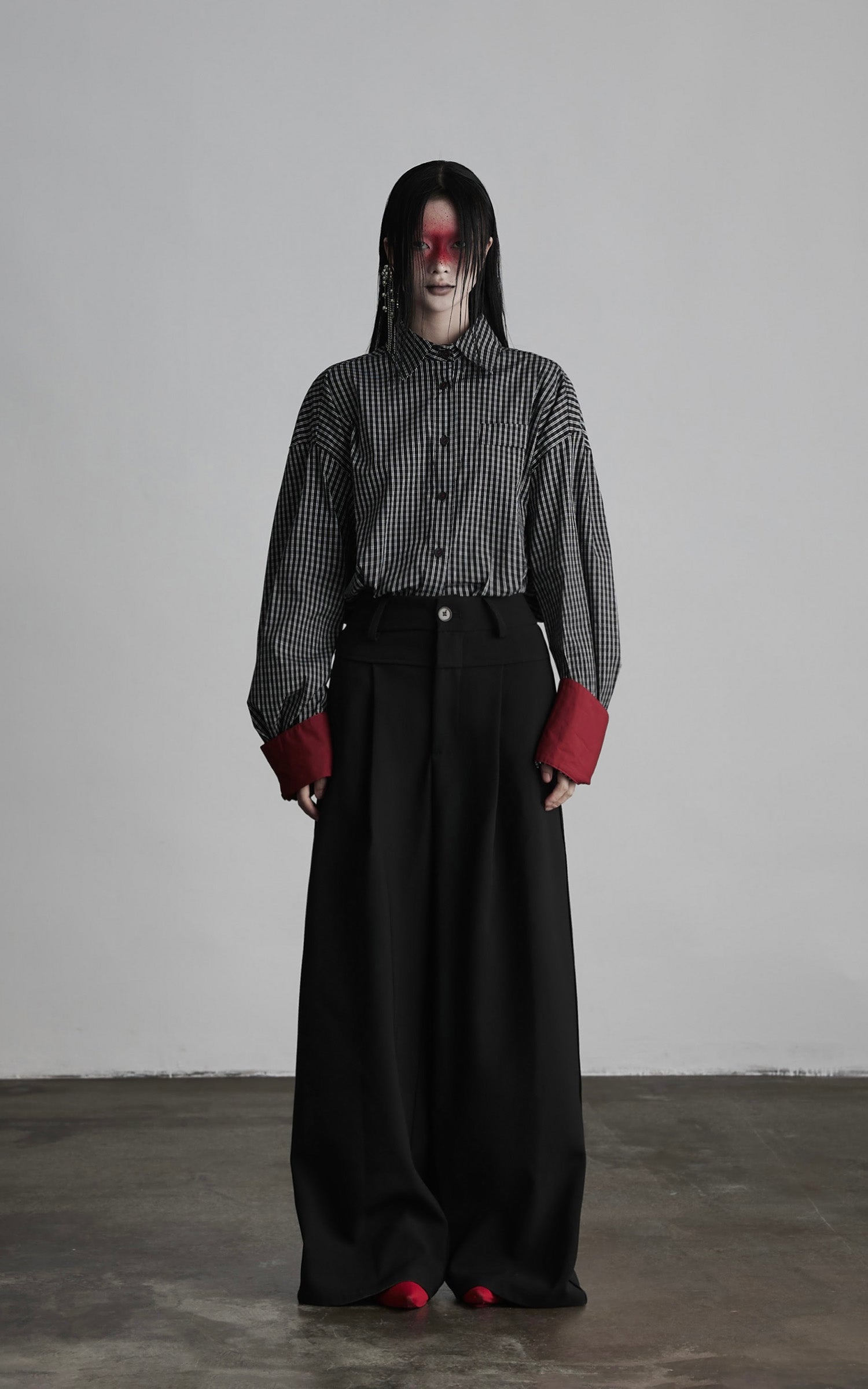 INDULGE Oversized Contrast Cuff Checked Shirt