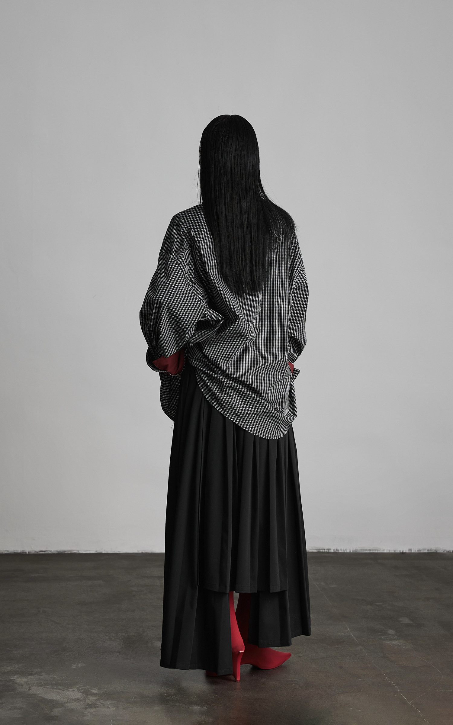 INDULGE Oversized Contrast Cuff Checked Shirt