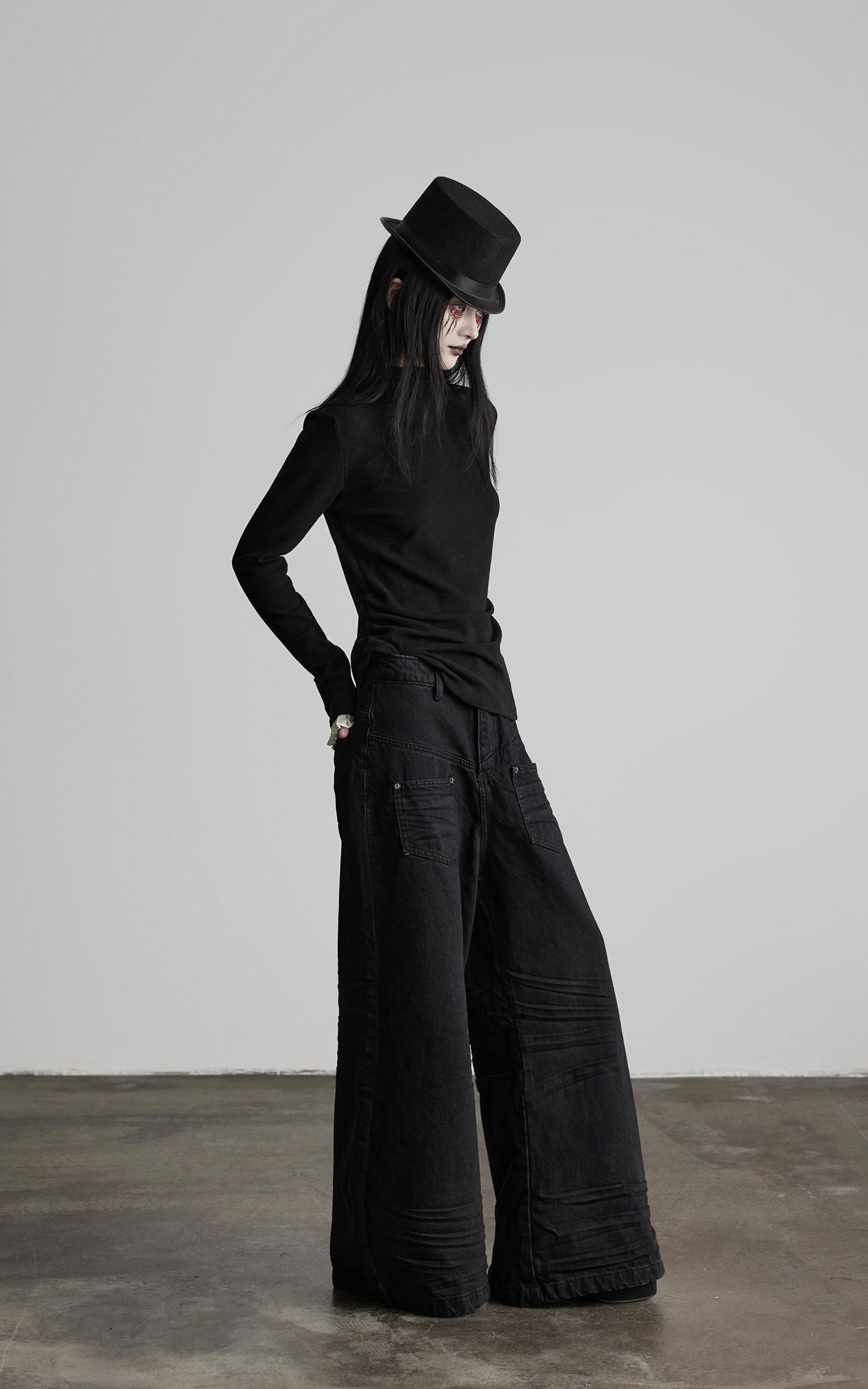 INDULGE Structured Knit Top with Contrast Pleated Cuffs