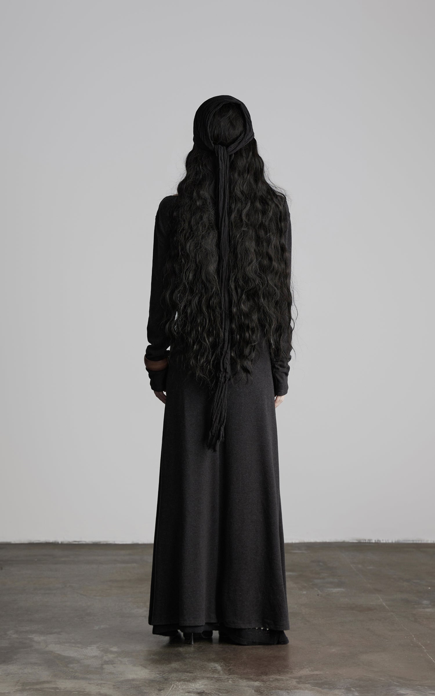 INDULGE Off-Shoulder Long Sleeve Dress with Raw Edges and Belt