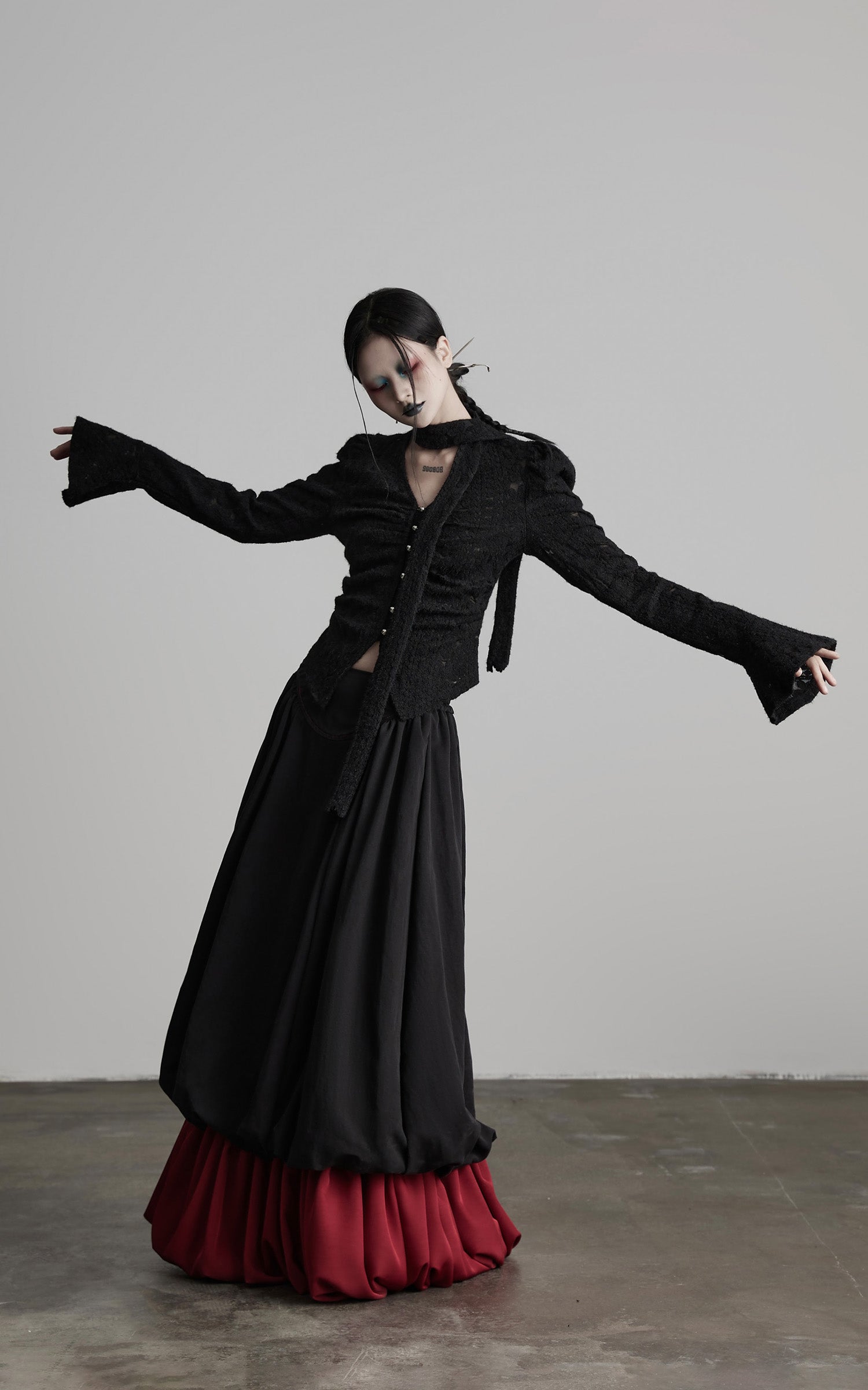 INDULGE Textured Knit Sculpted Top with Rosette Buttons