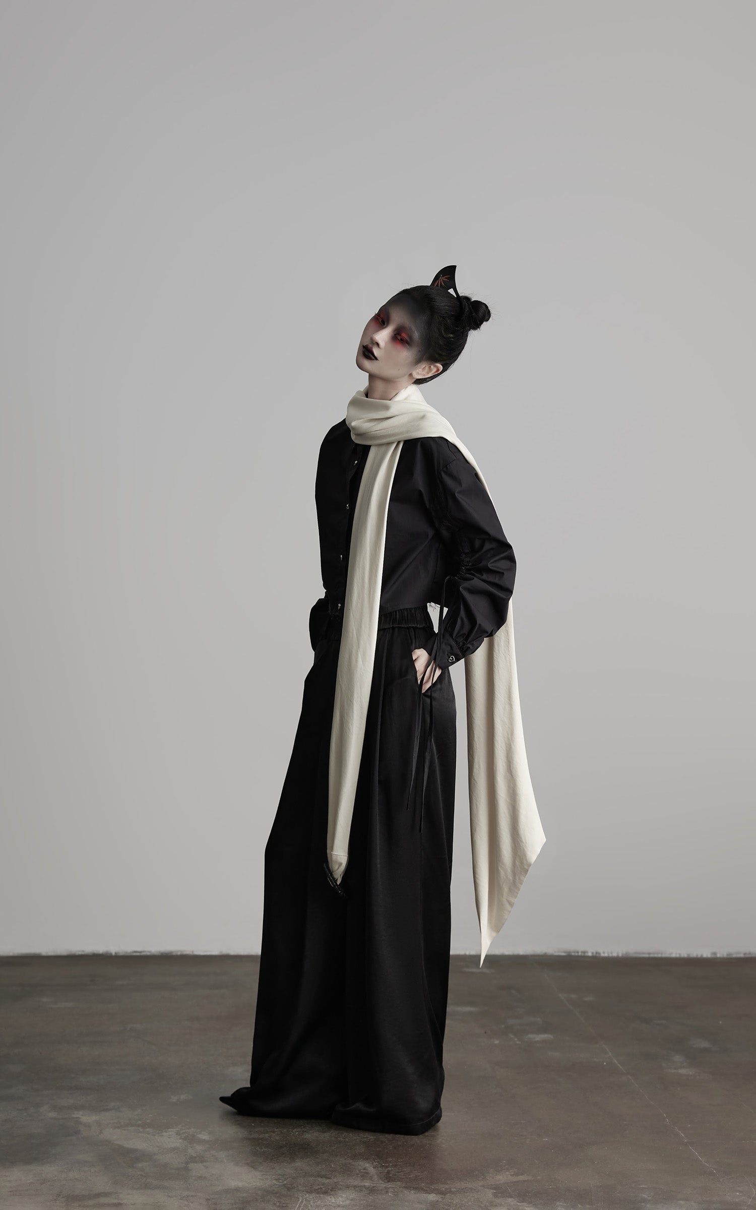 INDULGE Wide Leg Trousers with Draped Obi Belt
