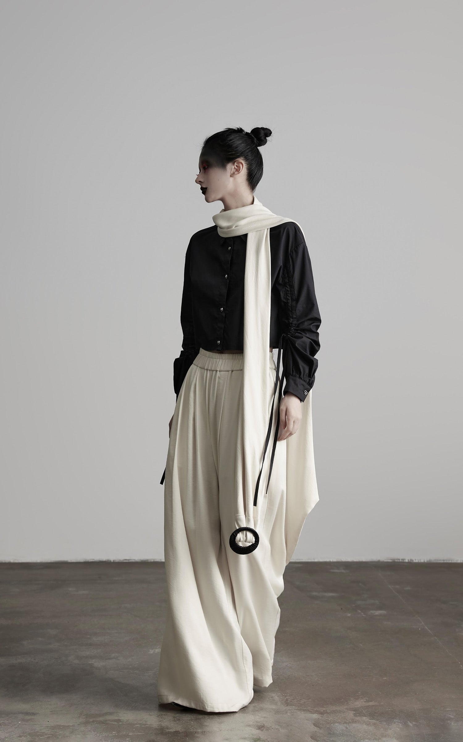 INDULGE Wide Leg Trousers with Draped Obi Belt