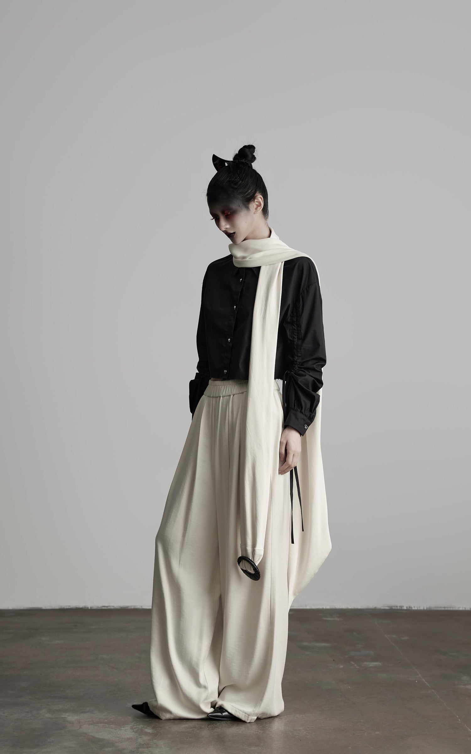 INDULGE Wide Leg Trousers with Draped Obi Belt