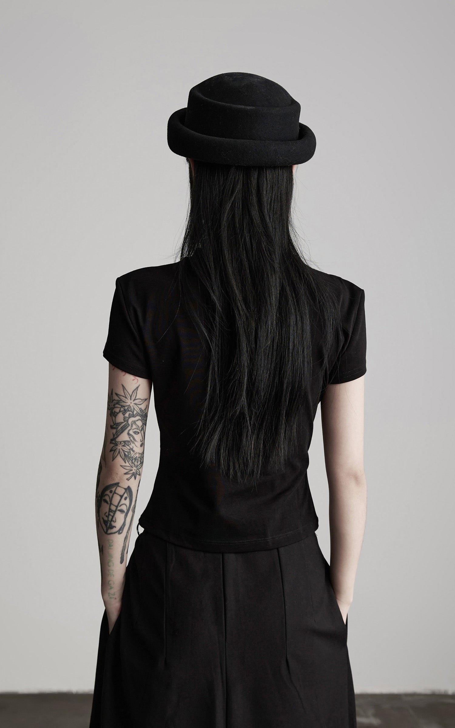 INDULGE Paneled Cutout T-Shirt with Layered Collar