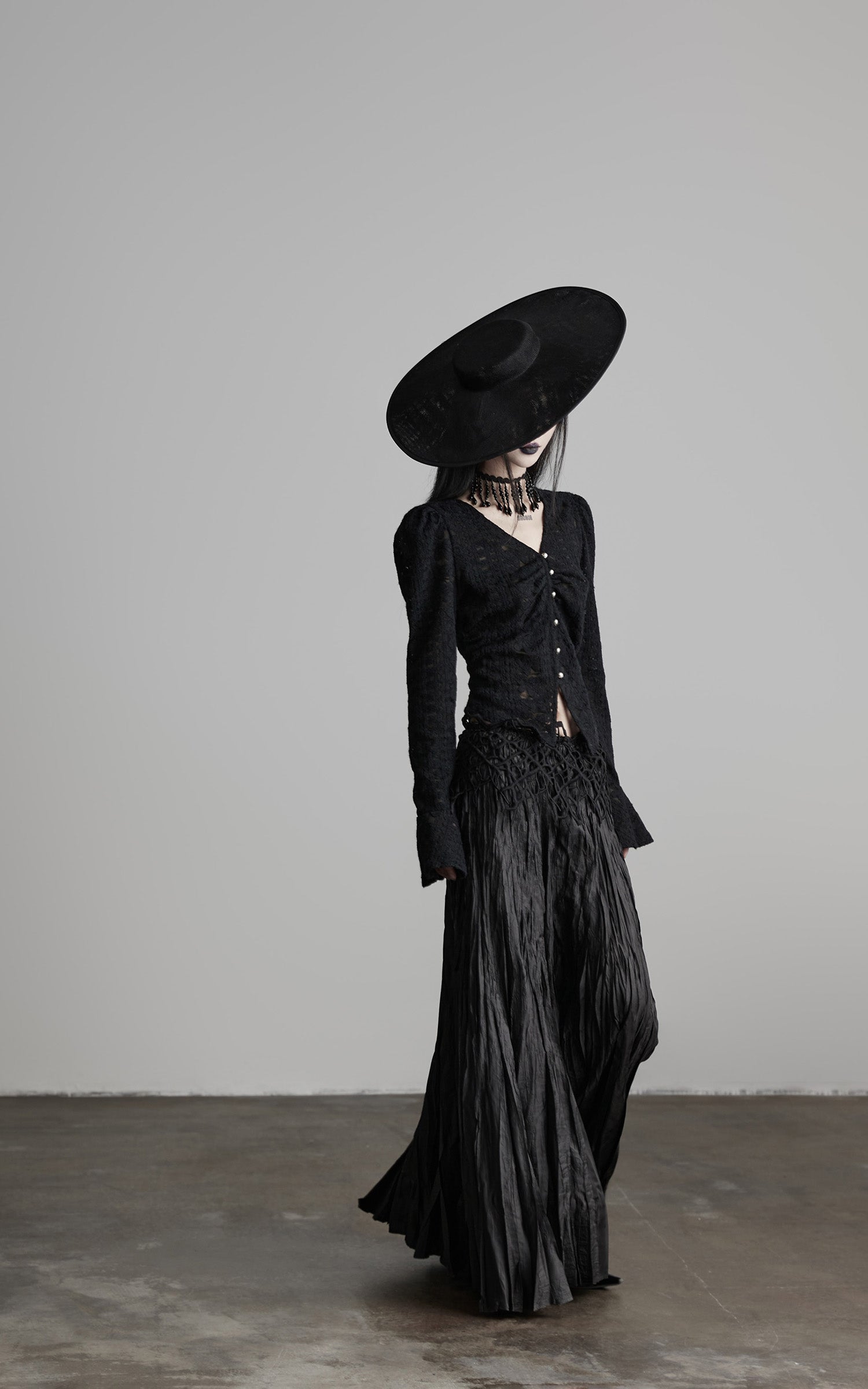 INDULGE Crushed Maxi Skirt with 3D Knotwork Waistband