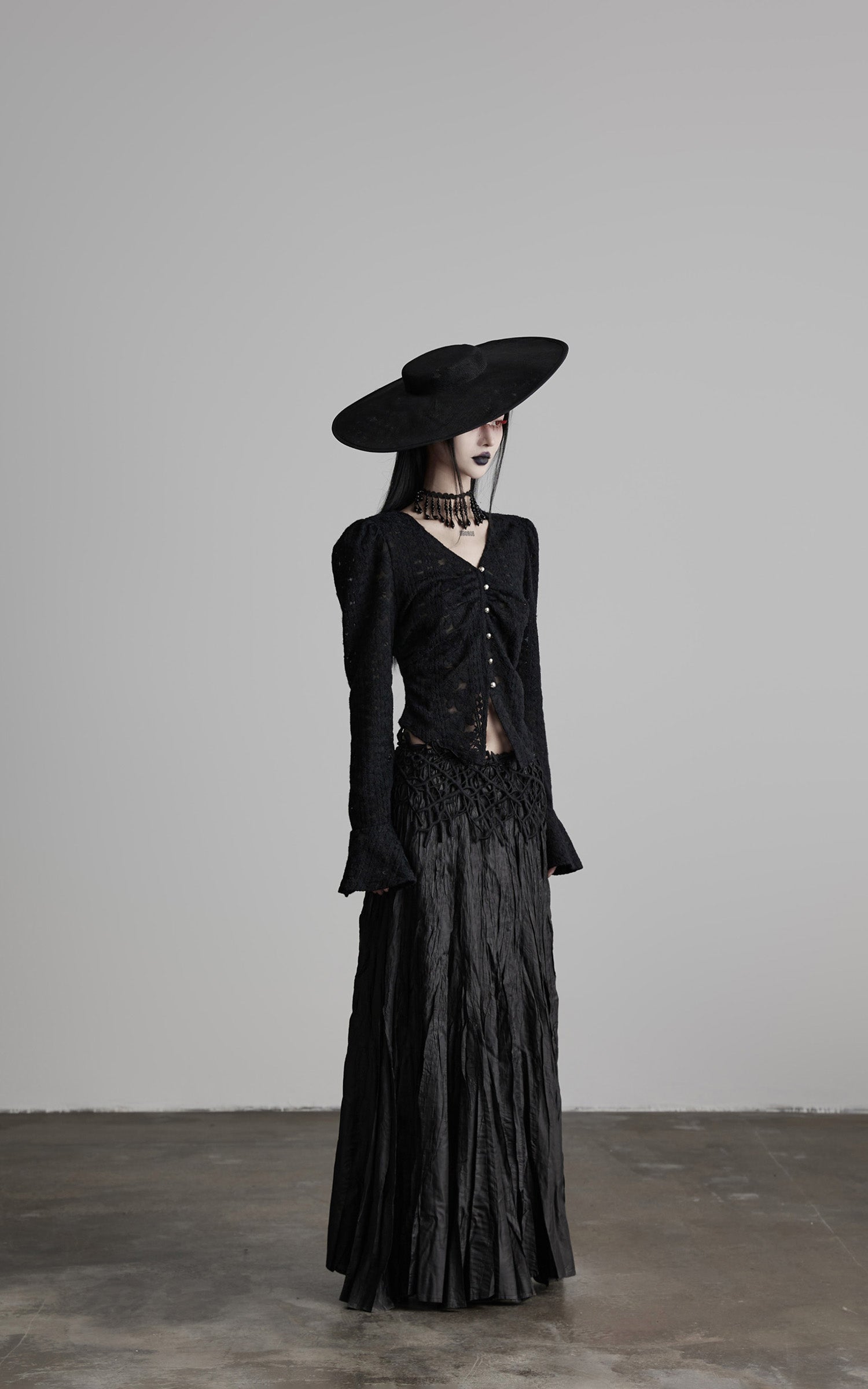 INDULGE Crushed Maxi Skirt with 3D Knotwork Waistband