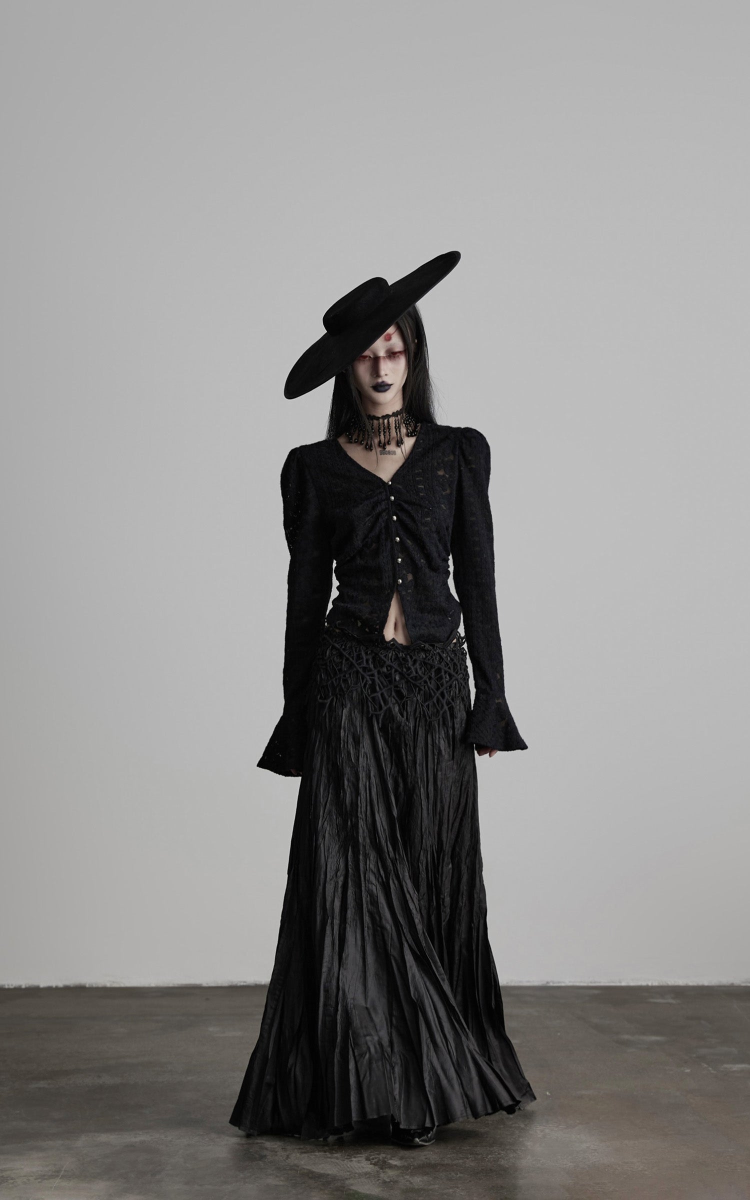 INDULGE Crushed Maxi Skirt with 3D Knotwork Waistband