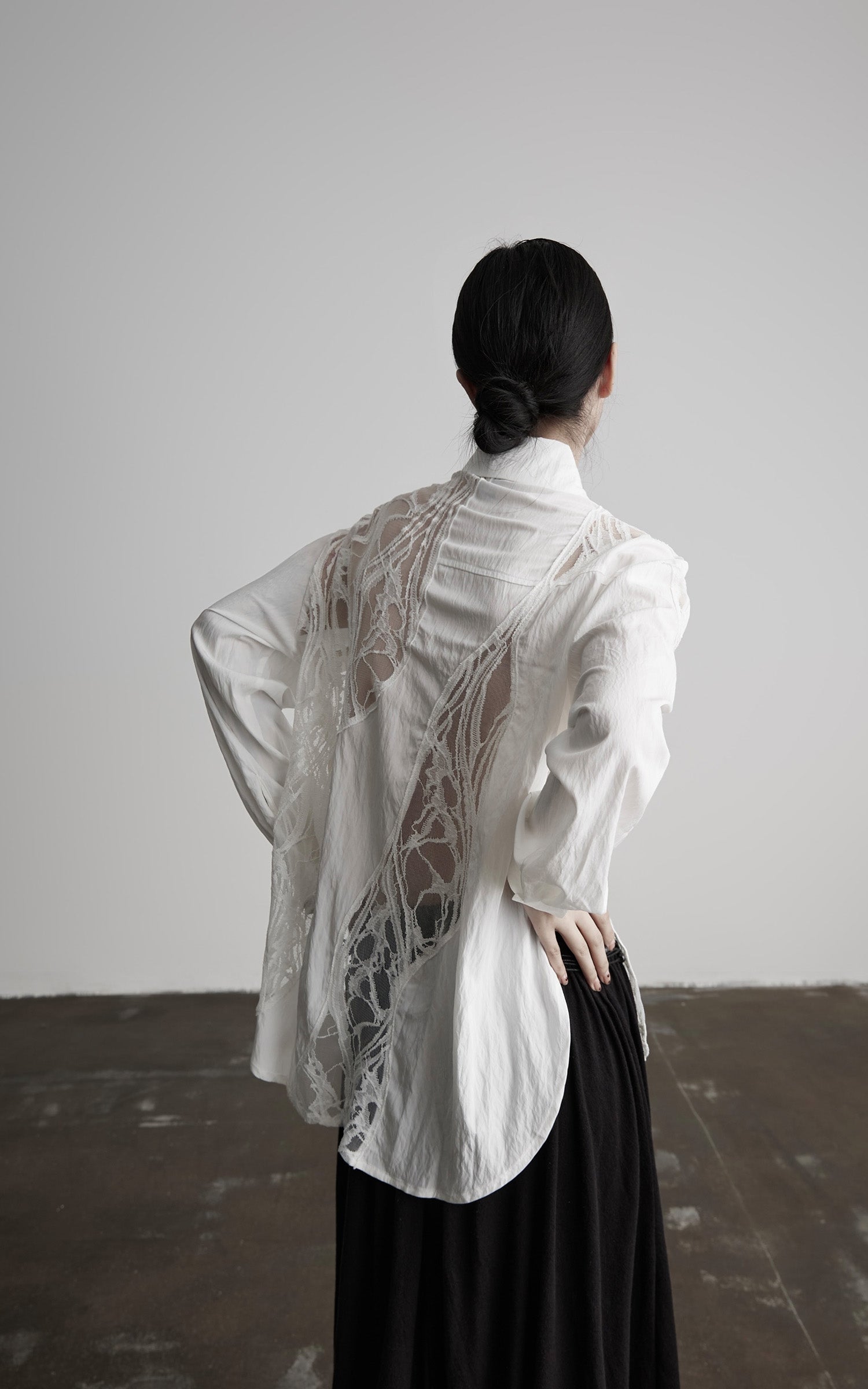 INDULGE Deconstructed Lace Paneled Shirt