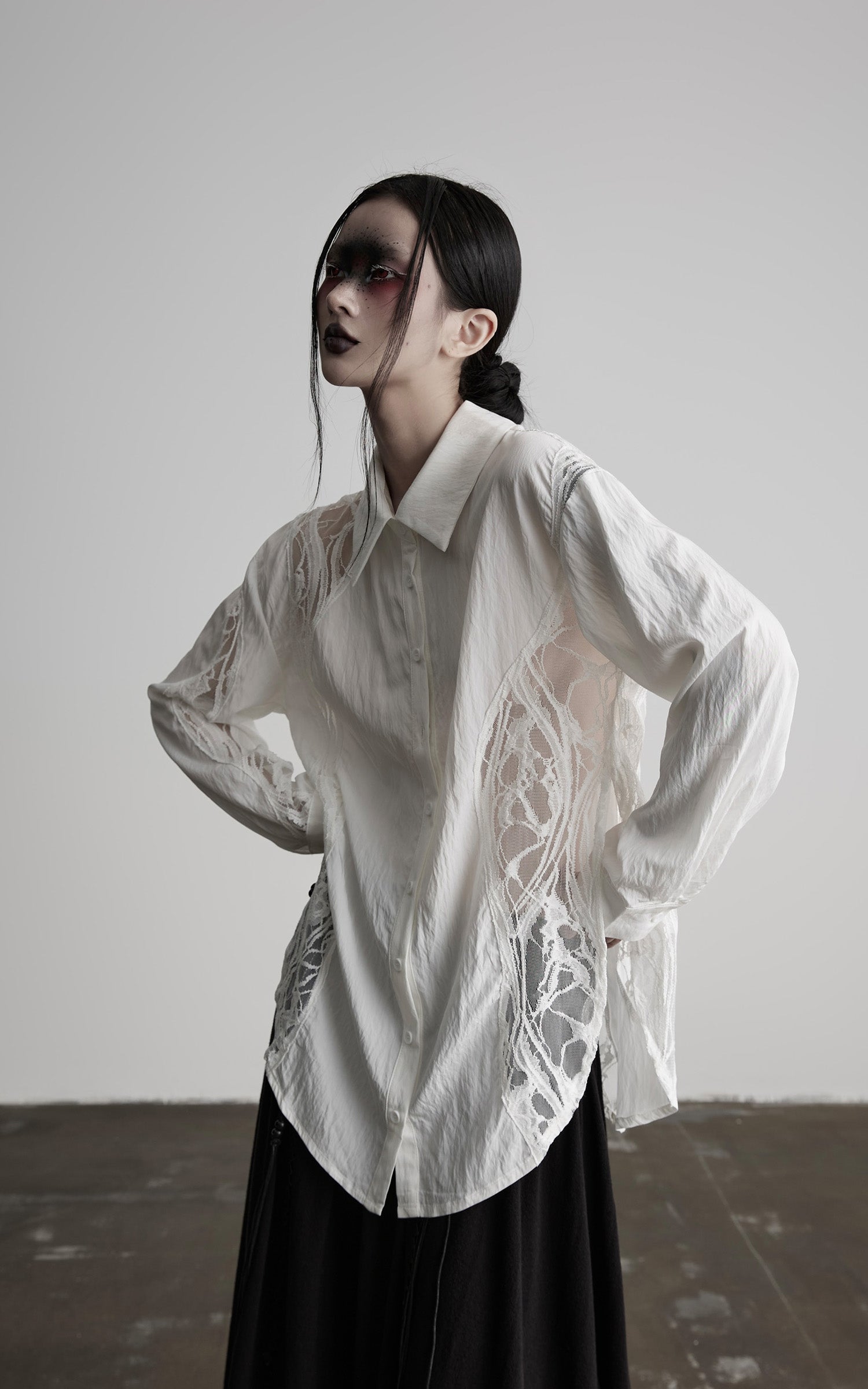 INDULGE Deconstructed Lace Paneled Shirt
